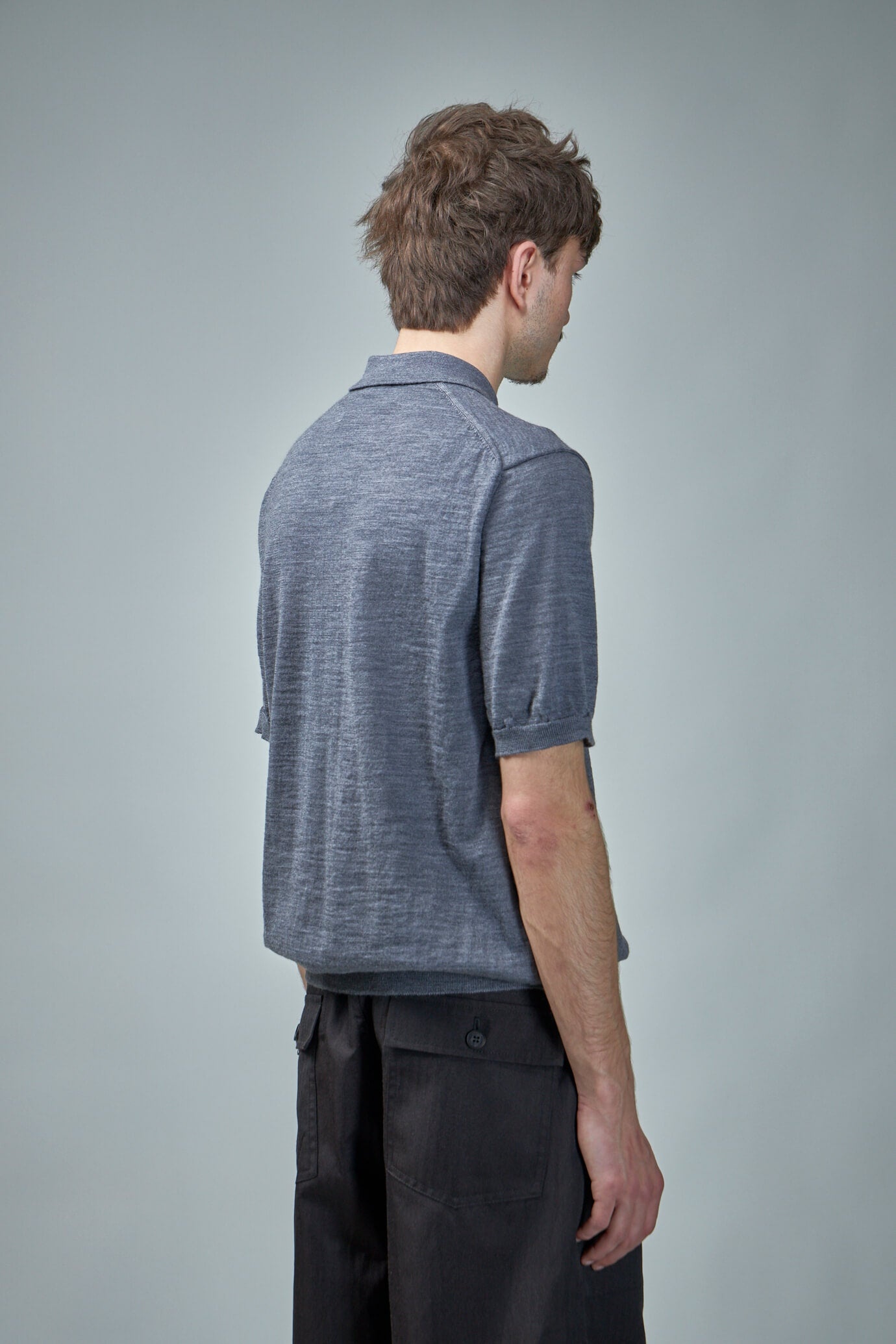 Polo -Neck Short Sleeve Knit grey - 3