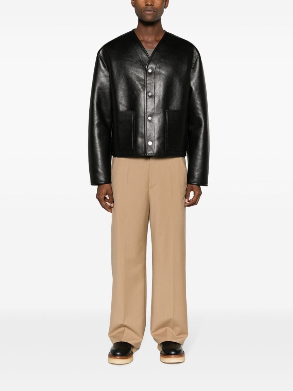 faux-leather bomber jacket - 3
