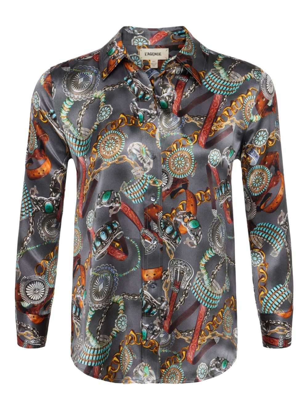 three-quarter sleeve chain-print shirt - 1