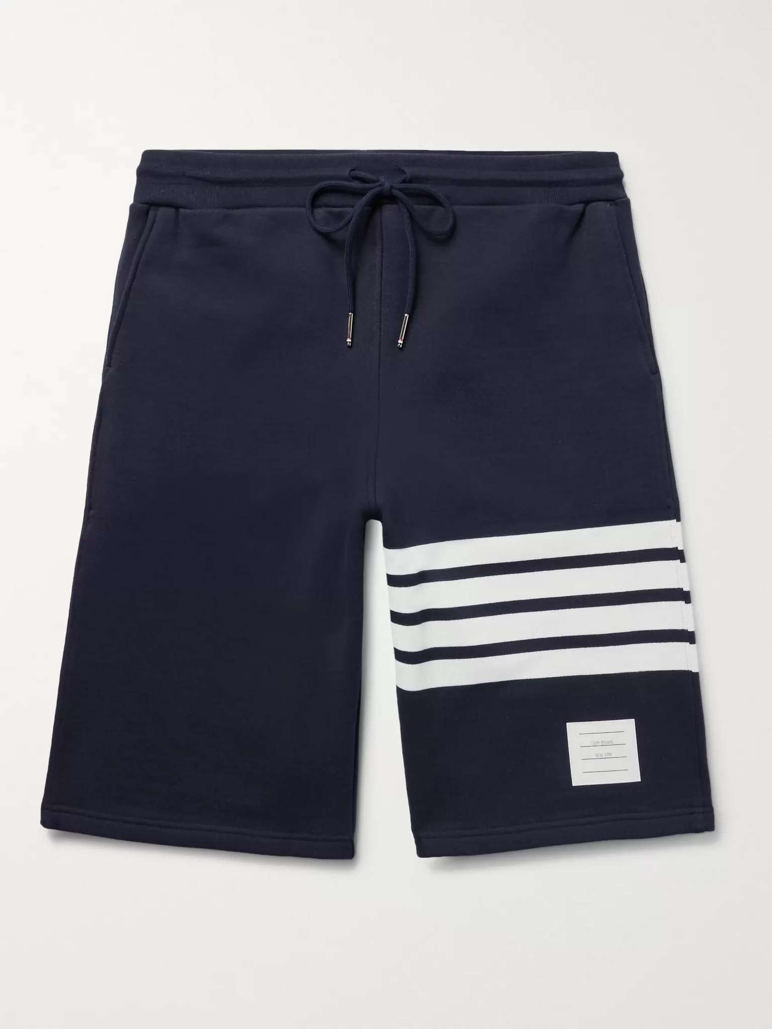 Striped Loopback Cotton-Jersey Shorts - 1
