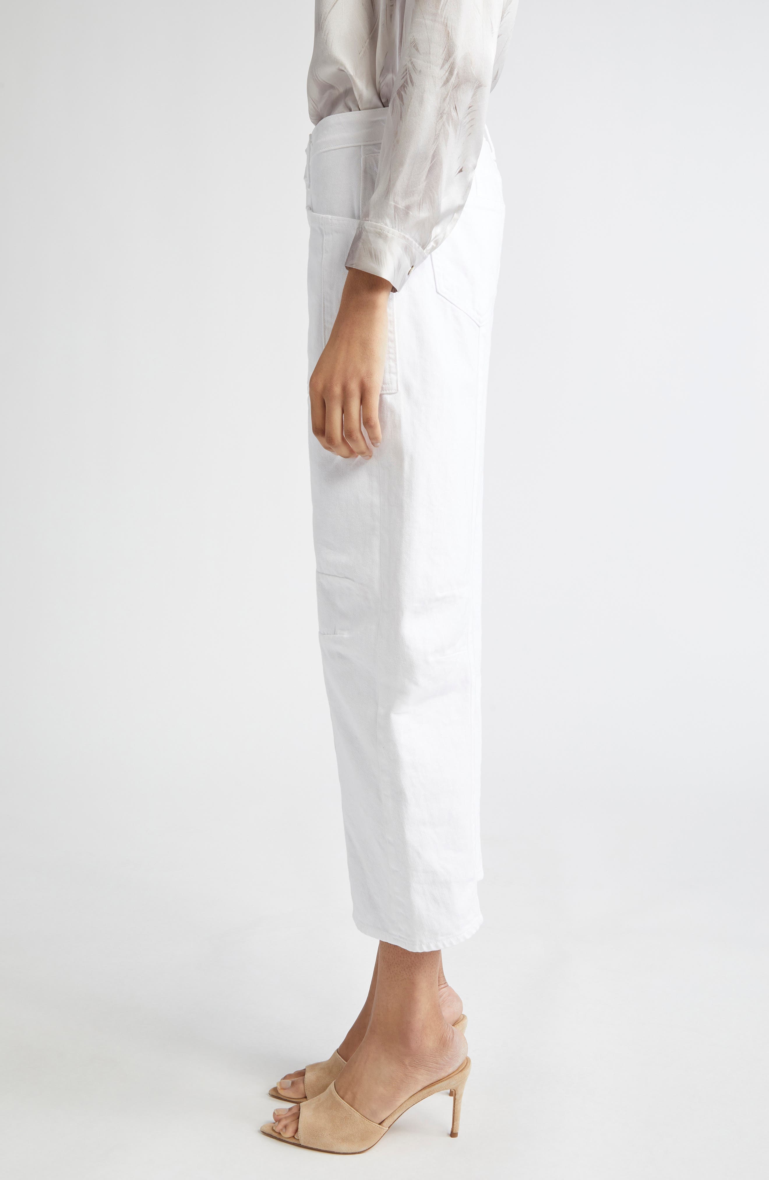 L'AGENCE Cody High Waist Barrel Leg Rodeo Jeans in Blanc at Nordstrom - 4