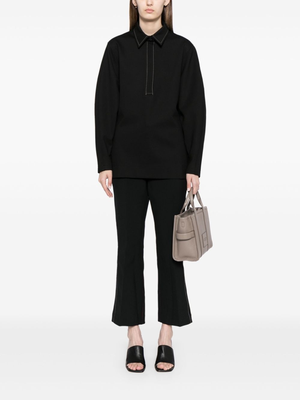 contrast-stitching flared trousers - 2