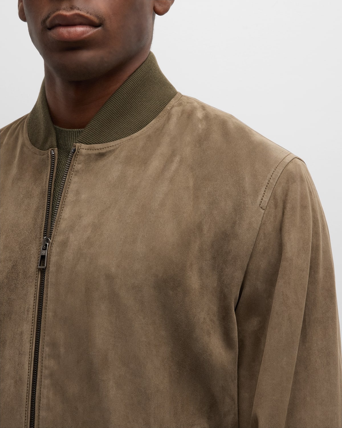 Men's Suede Bomber Jacket - 5