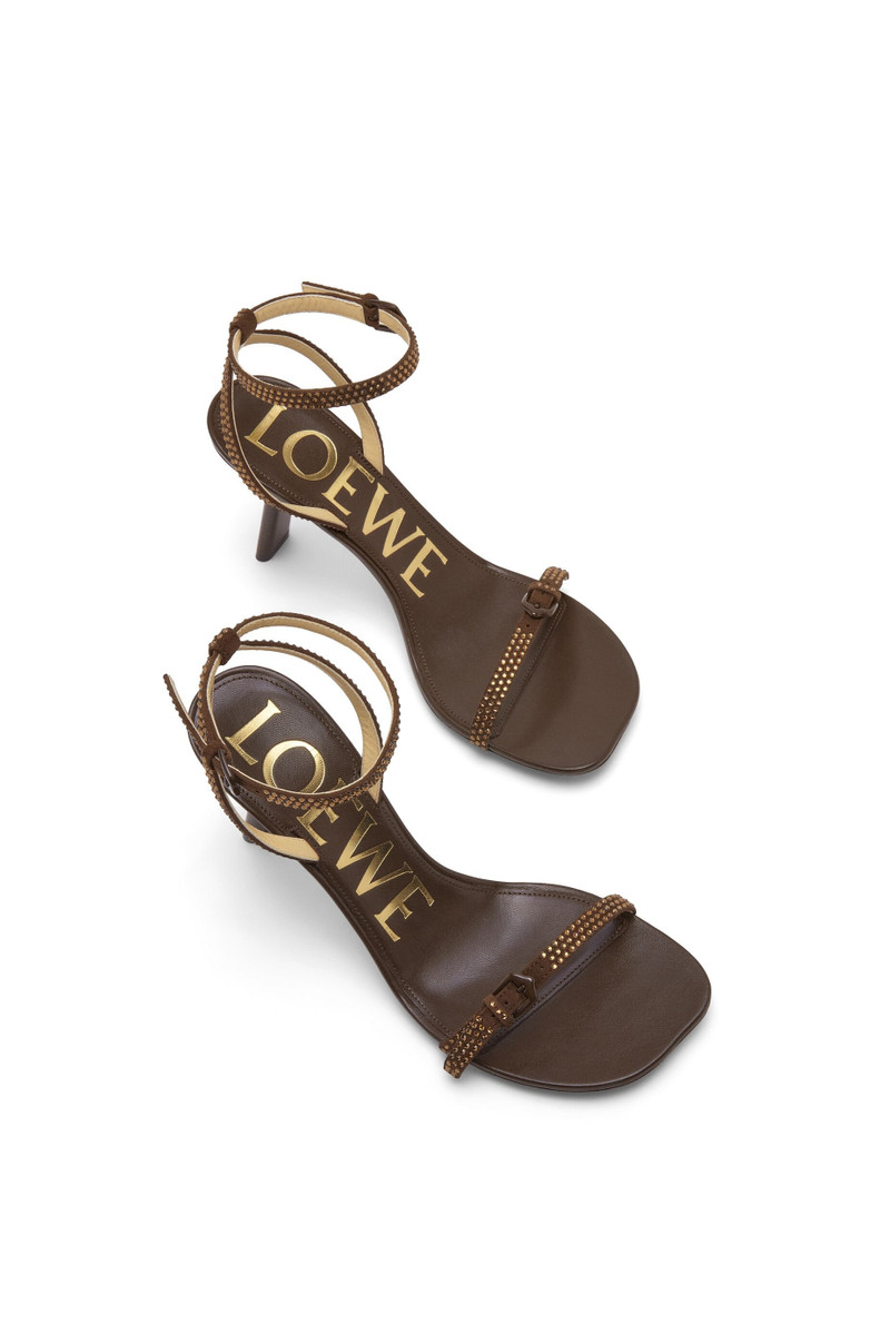 Petal sandal in suede and allover strass 4