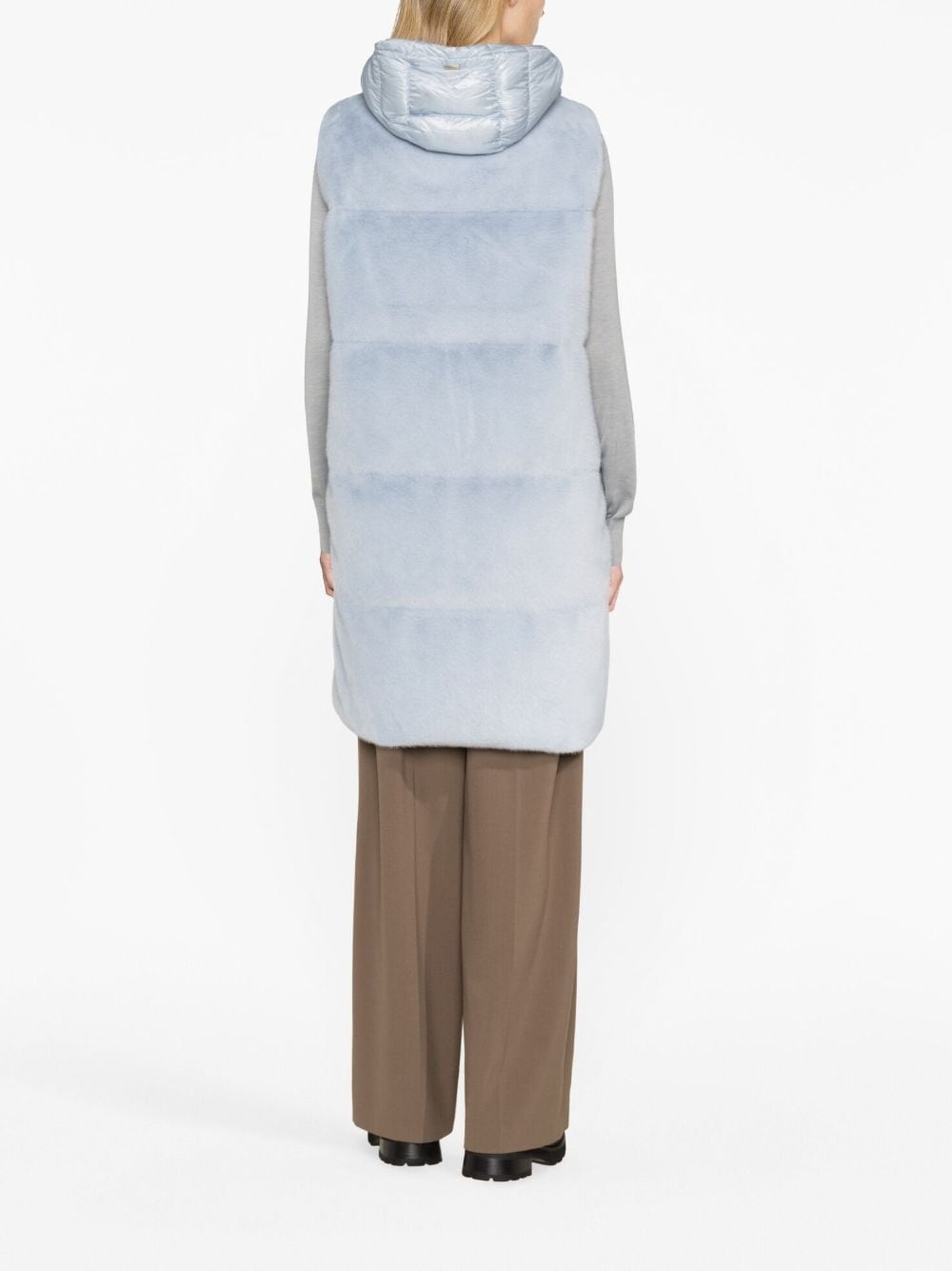 zip-up faux-fur hooded gilet - 3