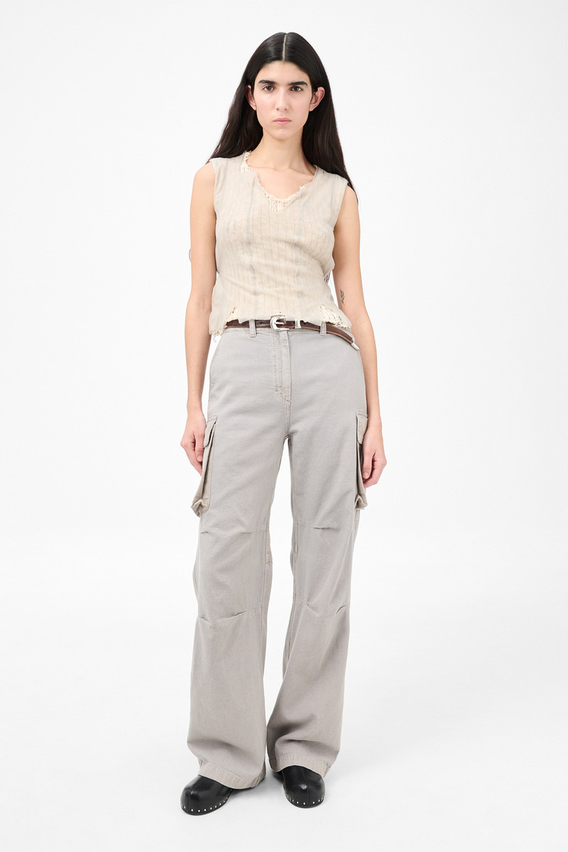 Our Legacy Ragged Vest Taupe Nylon Mesh outlook