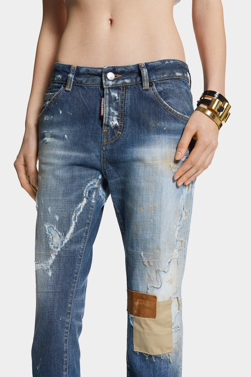 MEDIUM PRESSED SAND SCARED WASH COOL GIRL JEANS - 5