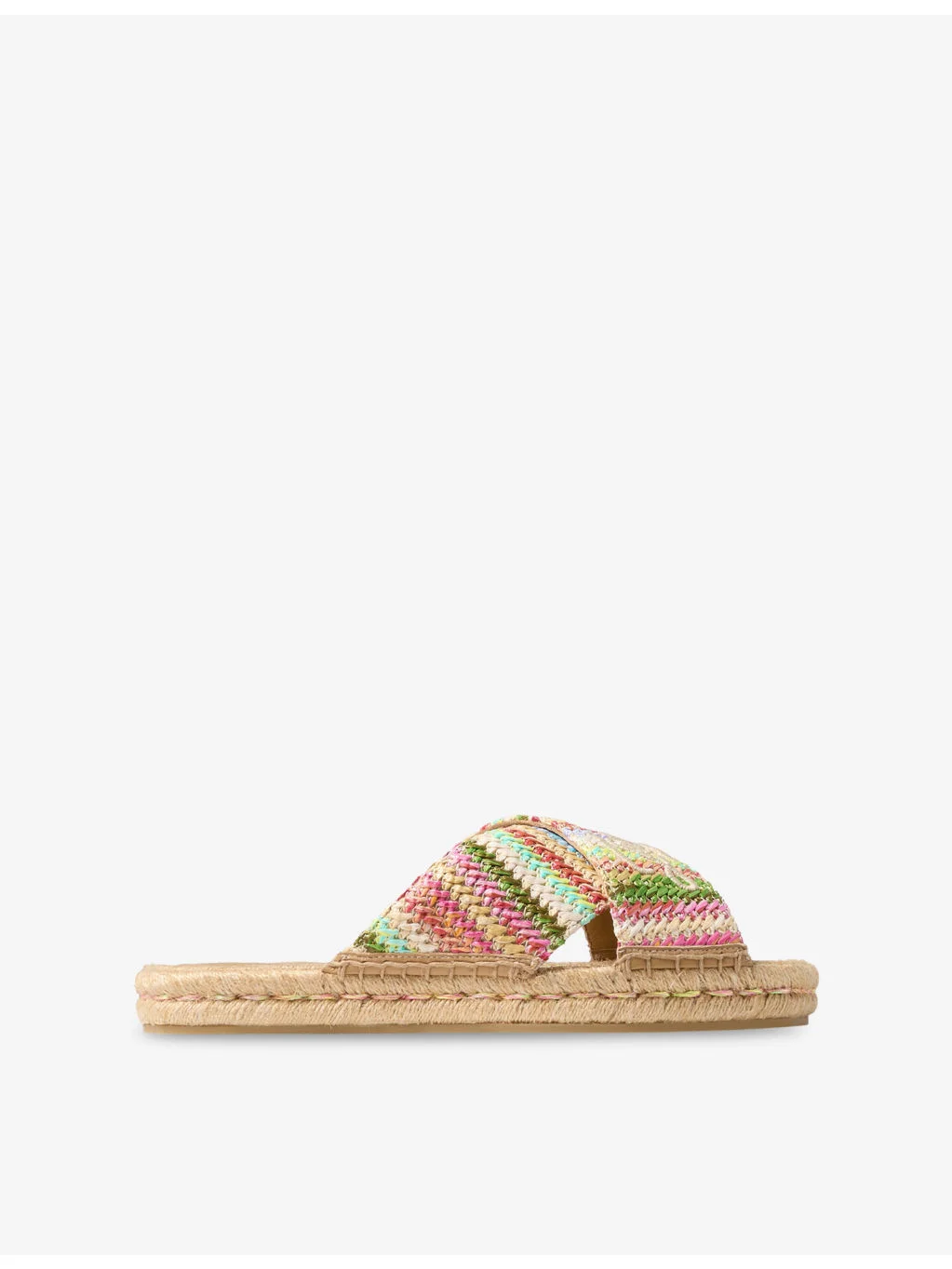 Aciel Striped Raffia Flat Sandals - 1