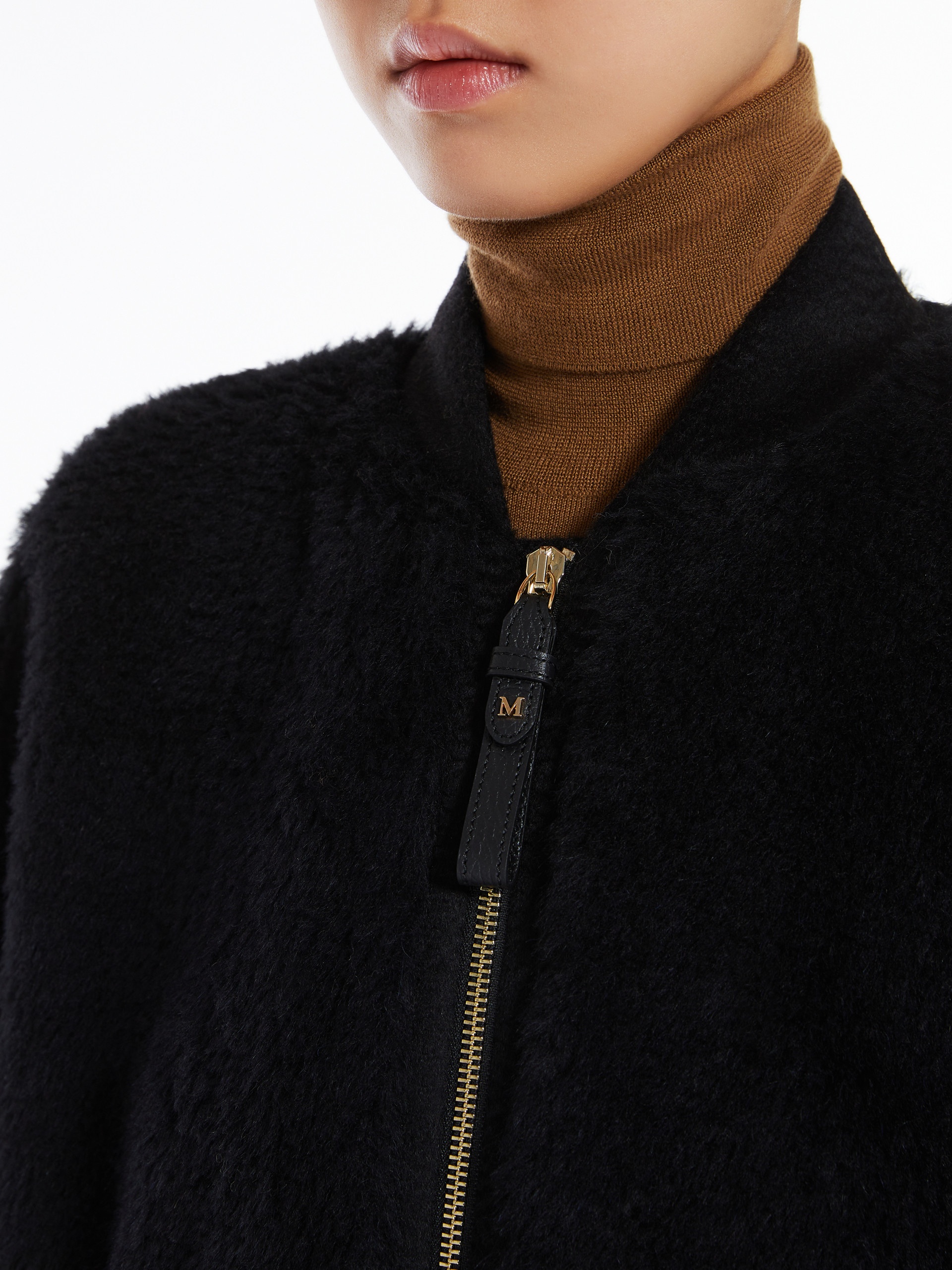BRIOSE1 Alpaca and wool Teddy fabric bomber jacket cape - 5