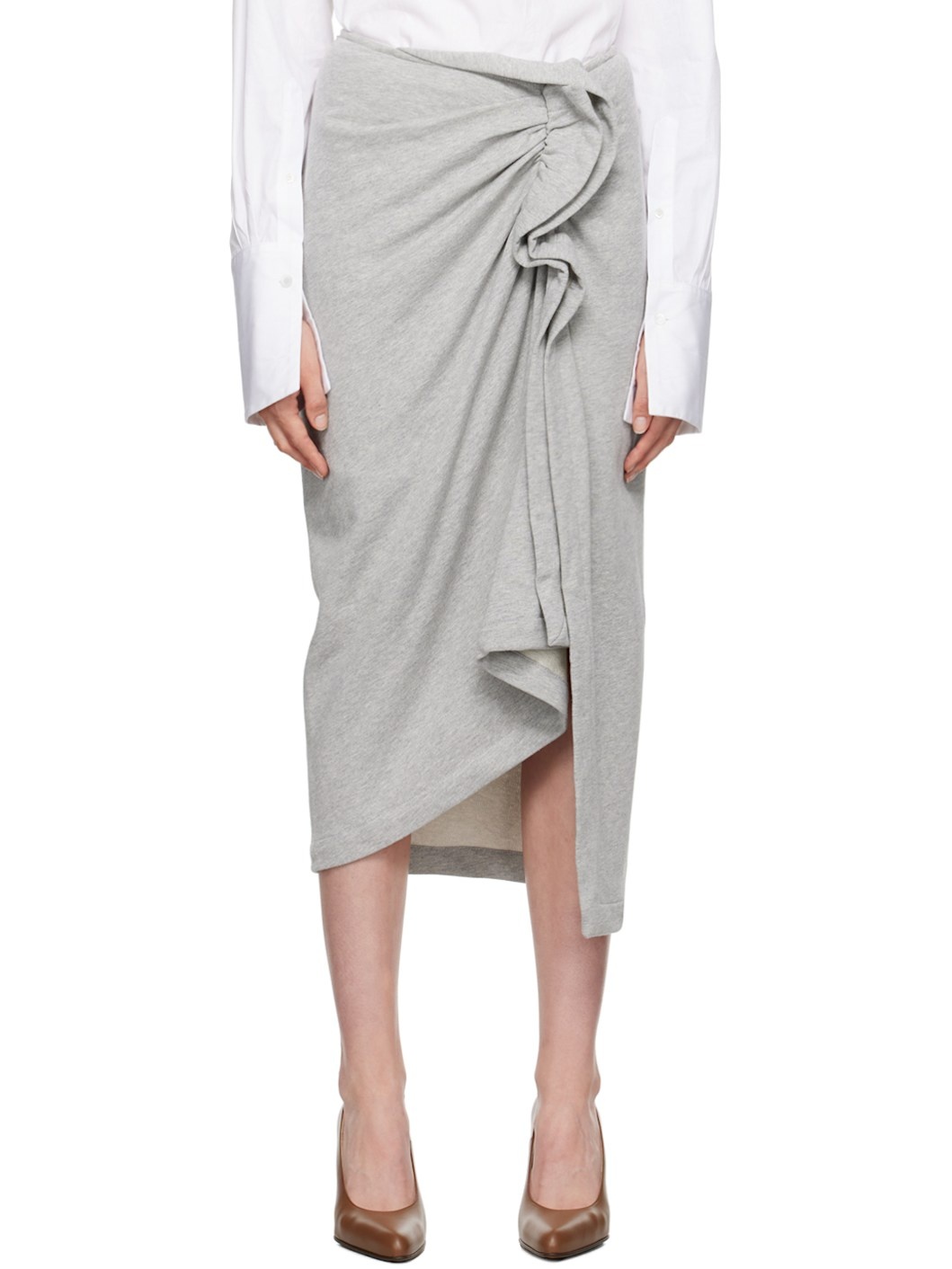 Gray Terry Midi Skirt - 1