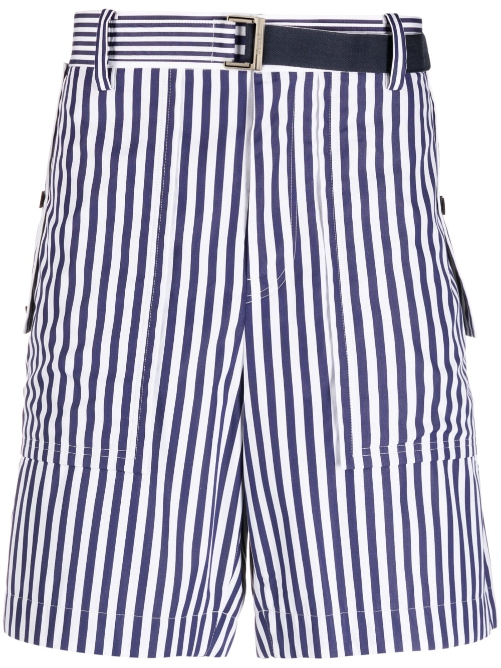 vertical-stripe print cotton shorts - 1