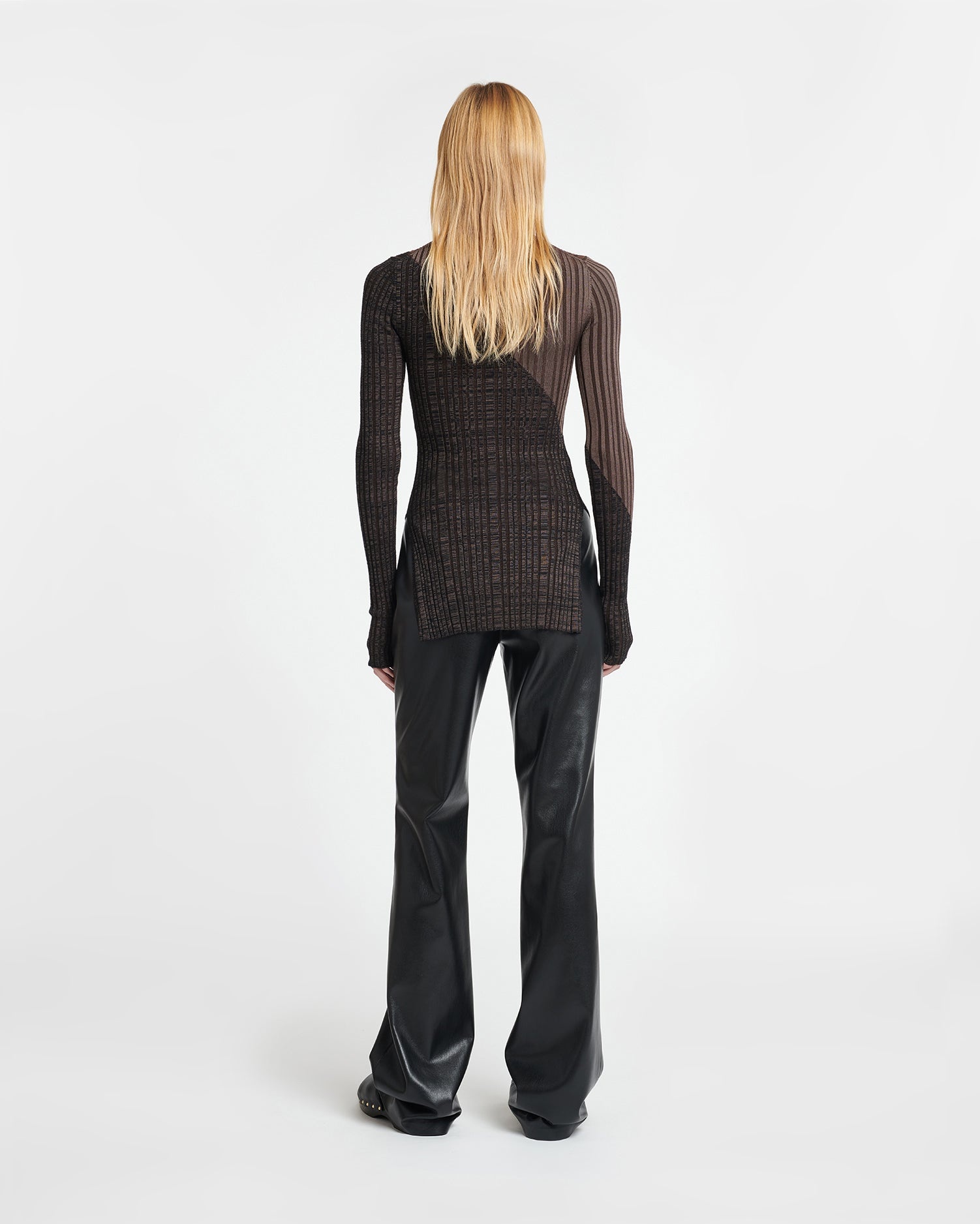 Ribbed Merino Wool Turtleneck Top - 3
