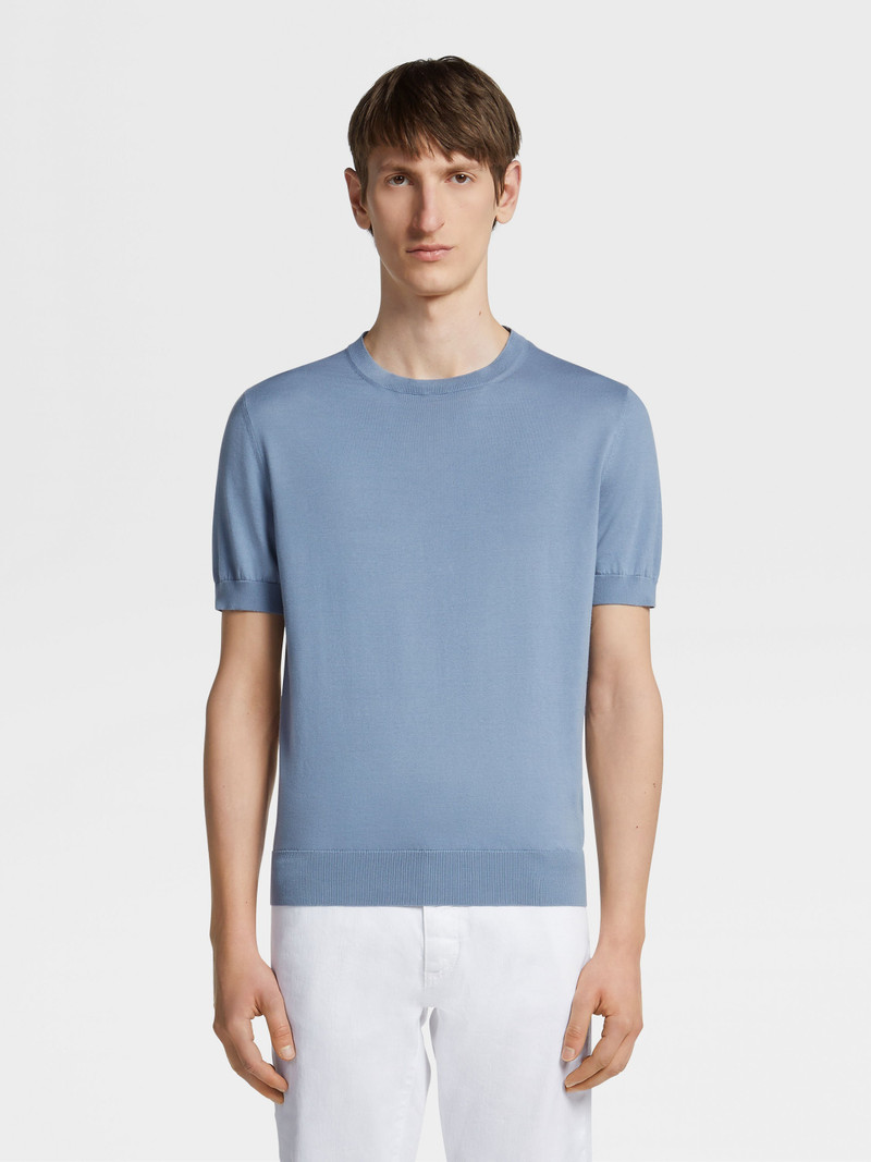 ZEGNA AVIO BLUE PREMIUM COTTON T-SHIRT outlook