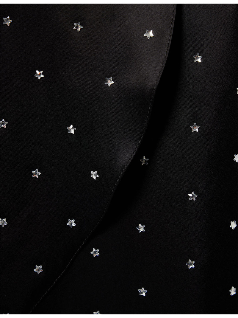 Star-Embellished Wrap-Front Satin Mini Shirt Dress 6