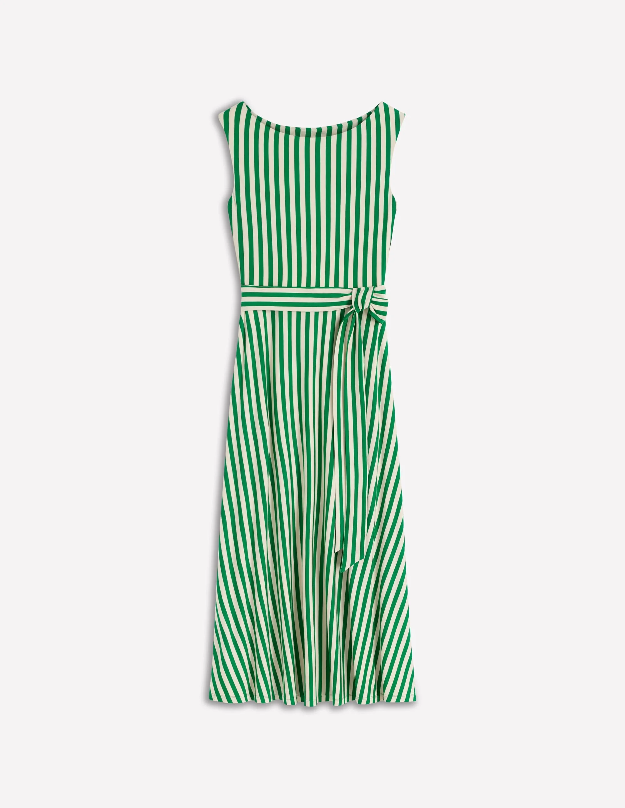 Tamsin Jersey Midi Dress-Fresh Green and Ivory Stripe - 1