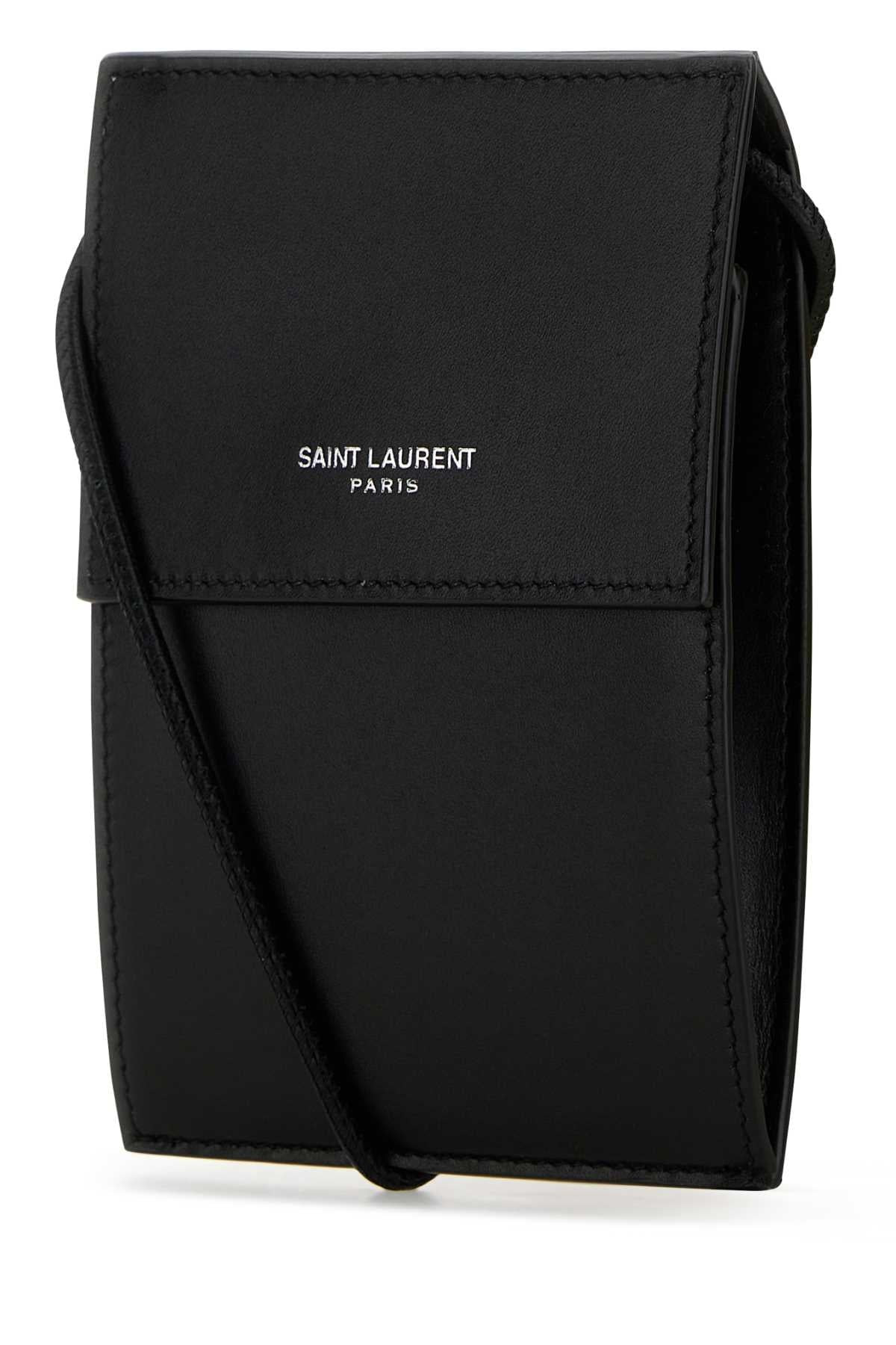 Saint Laurent Men Black Leather Pouch - 2