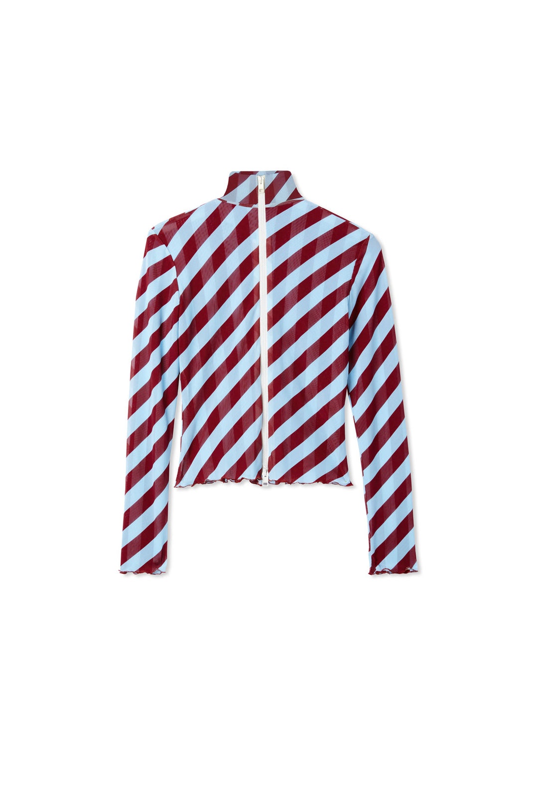 ZIPPED TOP / tulle / celestial & bordeaux stripes - 1