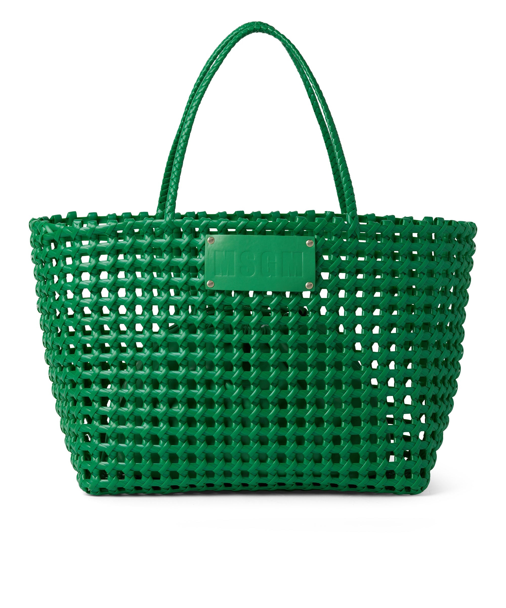 Faux leather basket net bag with accompanying mini pouch - 1