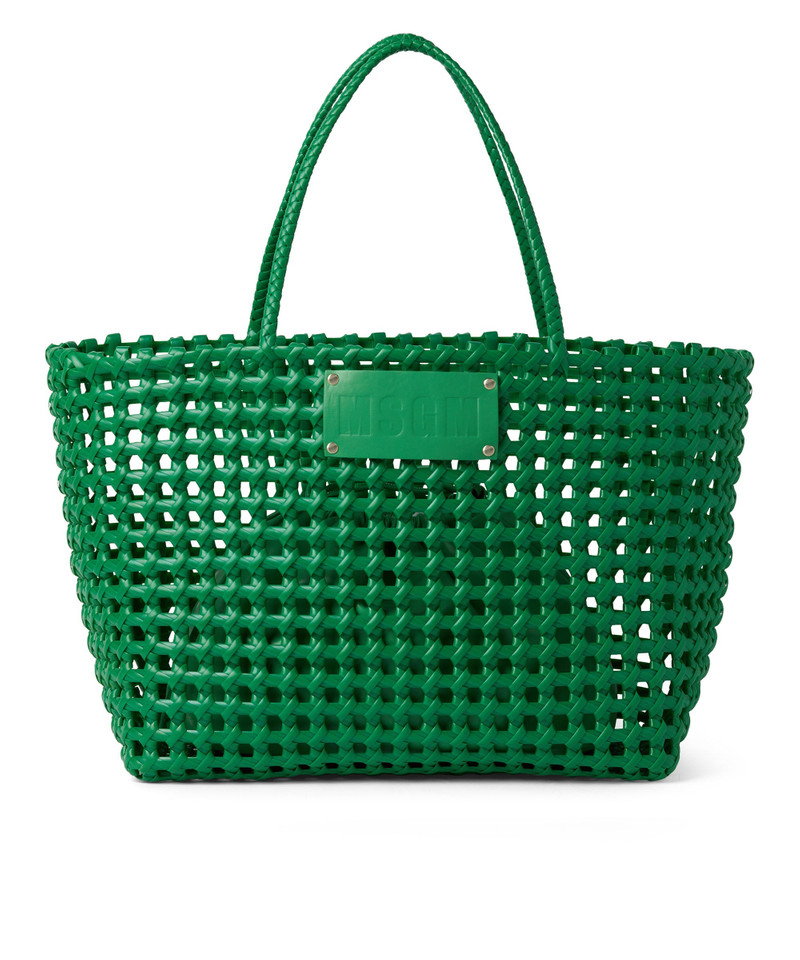 Faux leather basket net bag with accompanying mini pouch 1