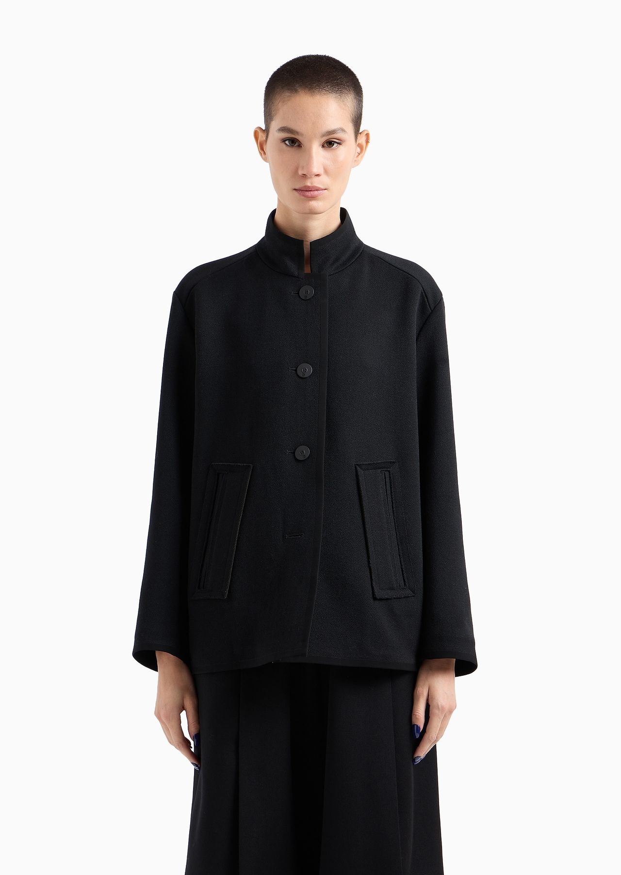 Single-breasted wool-blend cropped pea coat - 2