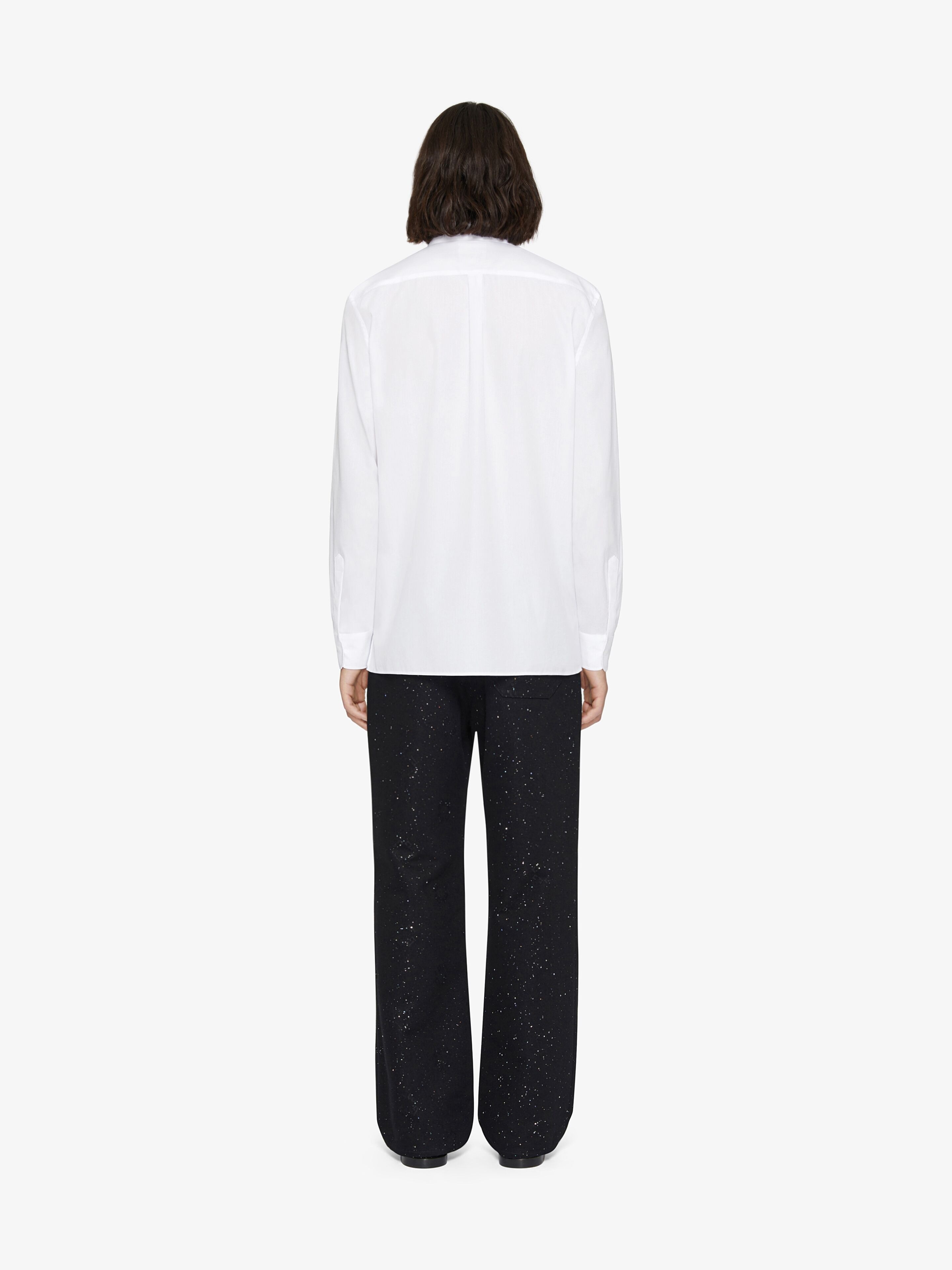 SLIM FIT SHIRT IN COTTON AND CRYSTALS WITH PLASTRON - 3