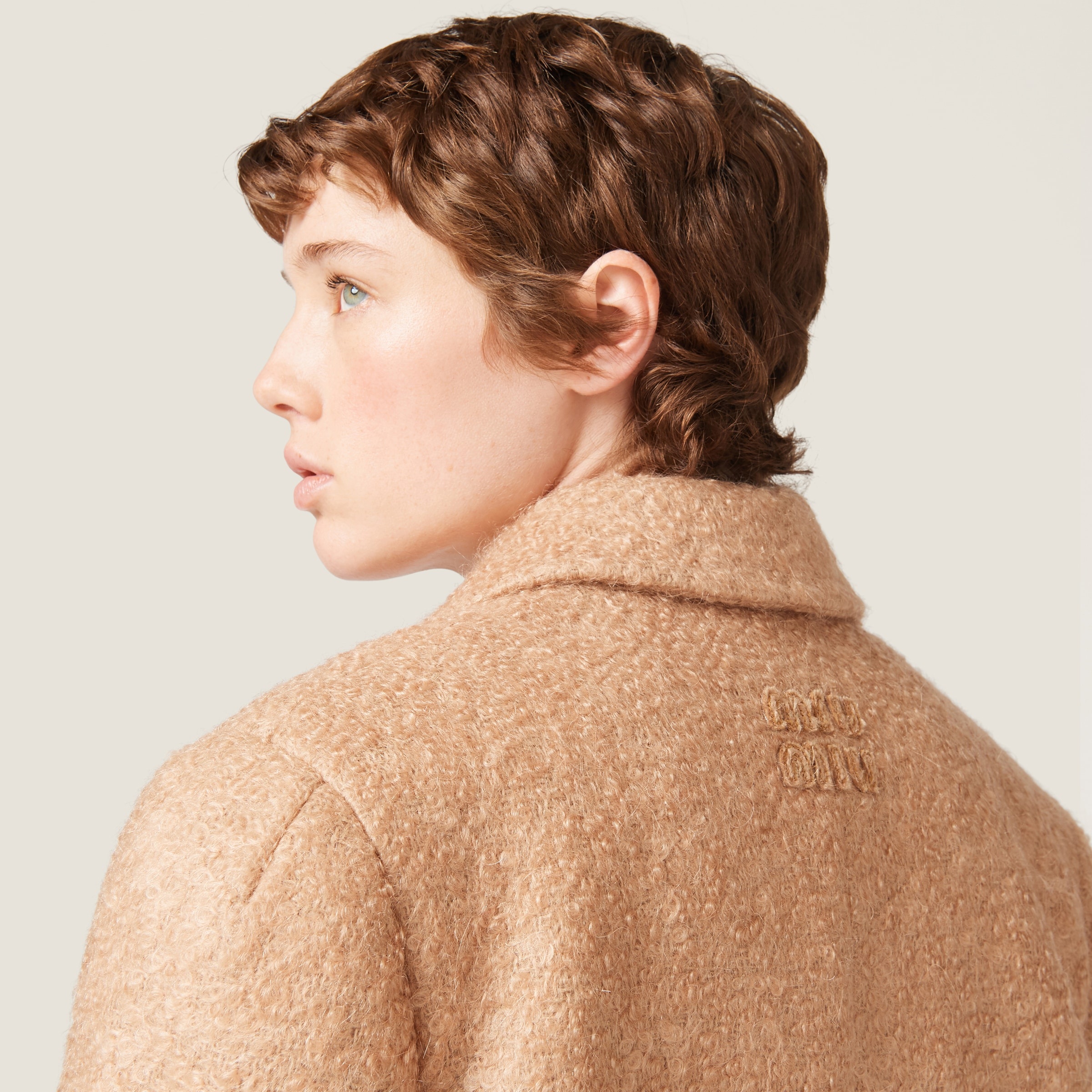 Padded single-breasted tweed coat - 5