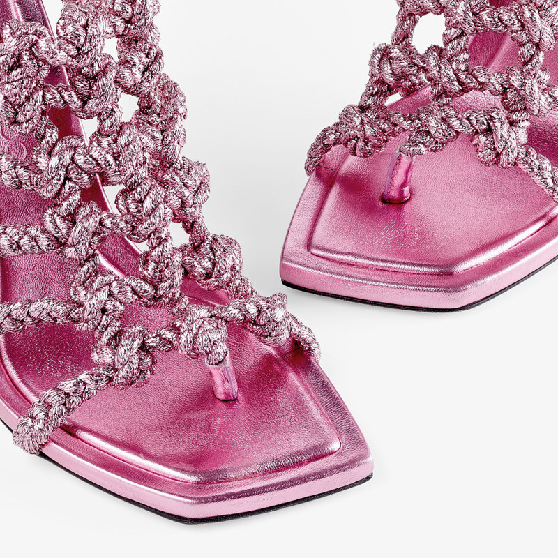 Izobel Sandal 100 Candy Pink Metallic Lurex Sandals 4