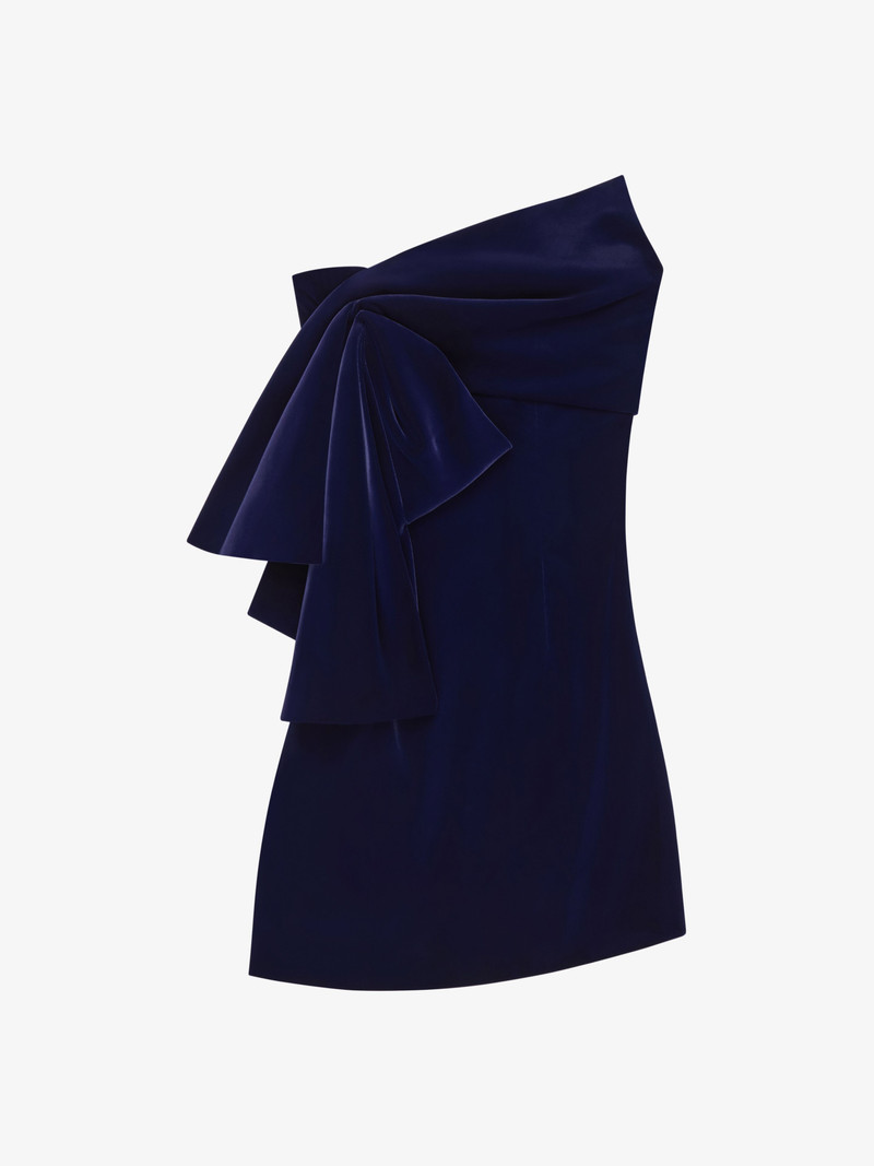 BUSTIER DRESS IN VELVET WITH OVERSIZED BOW - 1