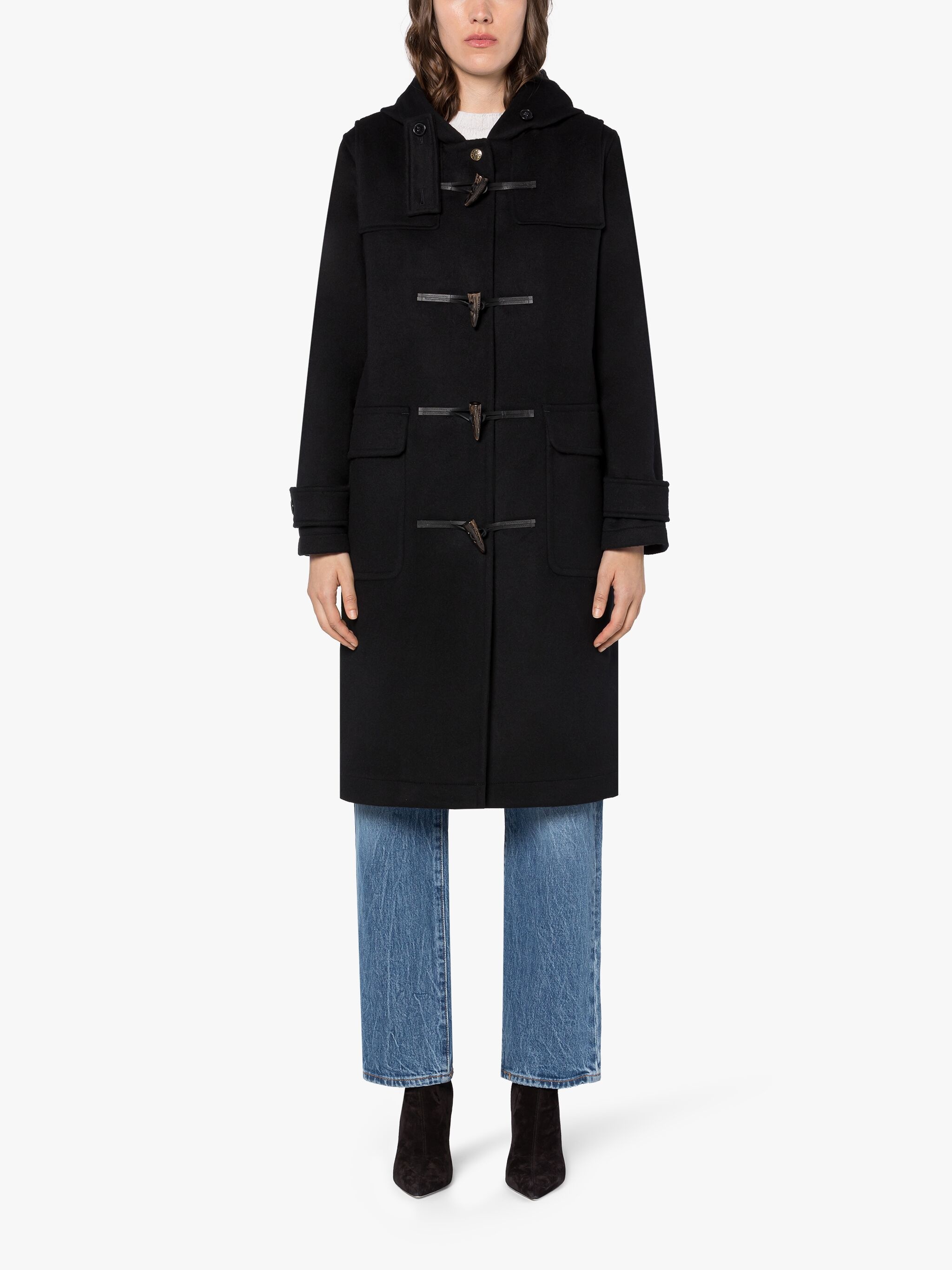INVERALLAN BLACK WOOL DUFFLE COAT - 3