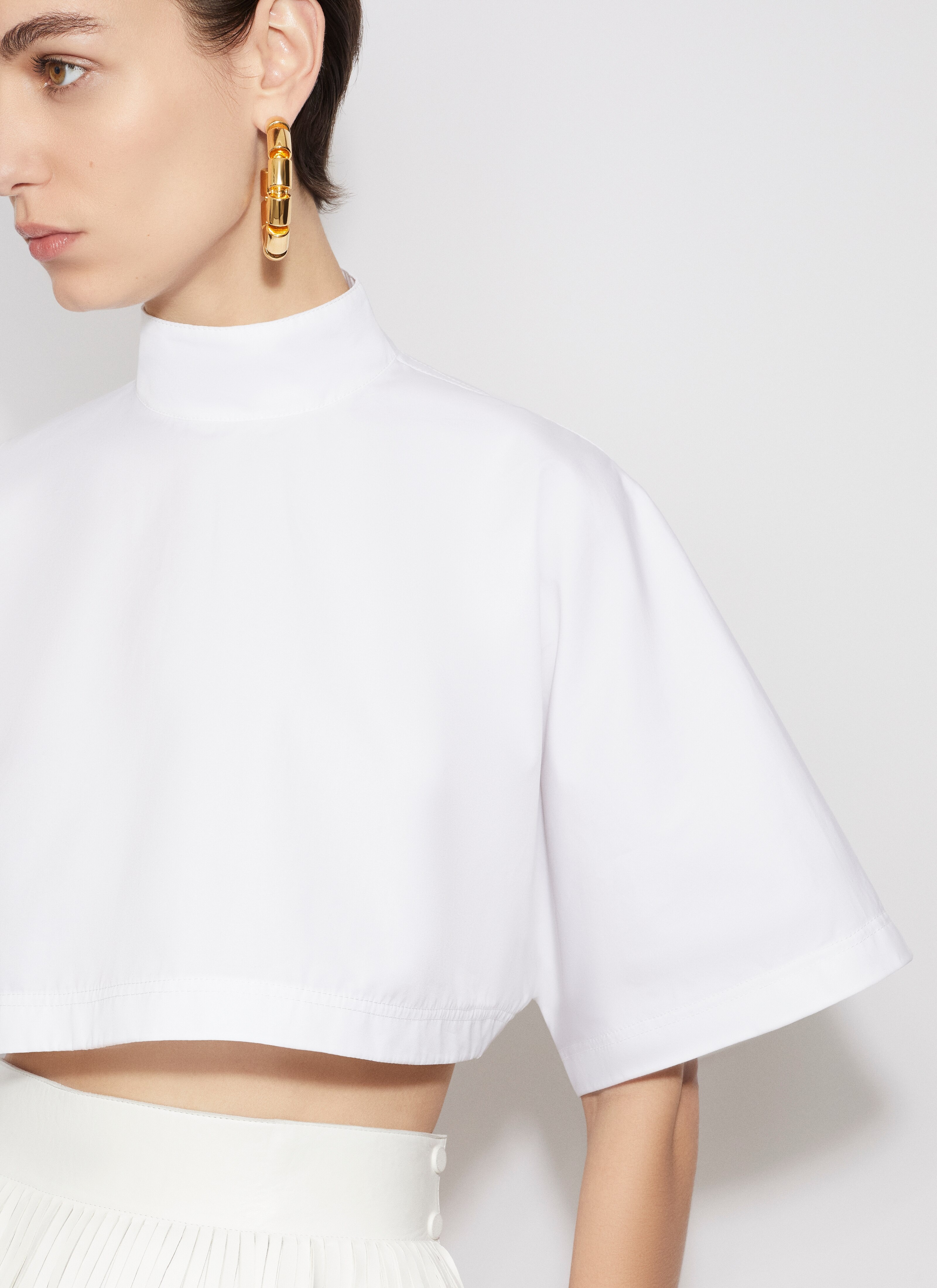 COTTON POPLIN HIGHNECK TOP - 6