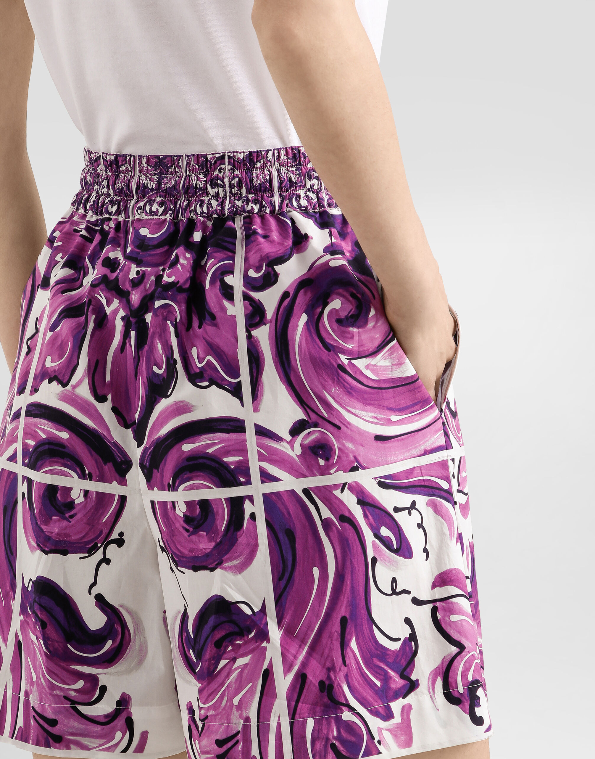Majolica-print poplin shorts - 3