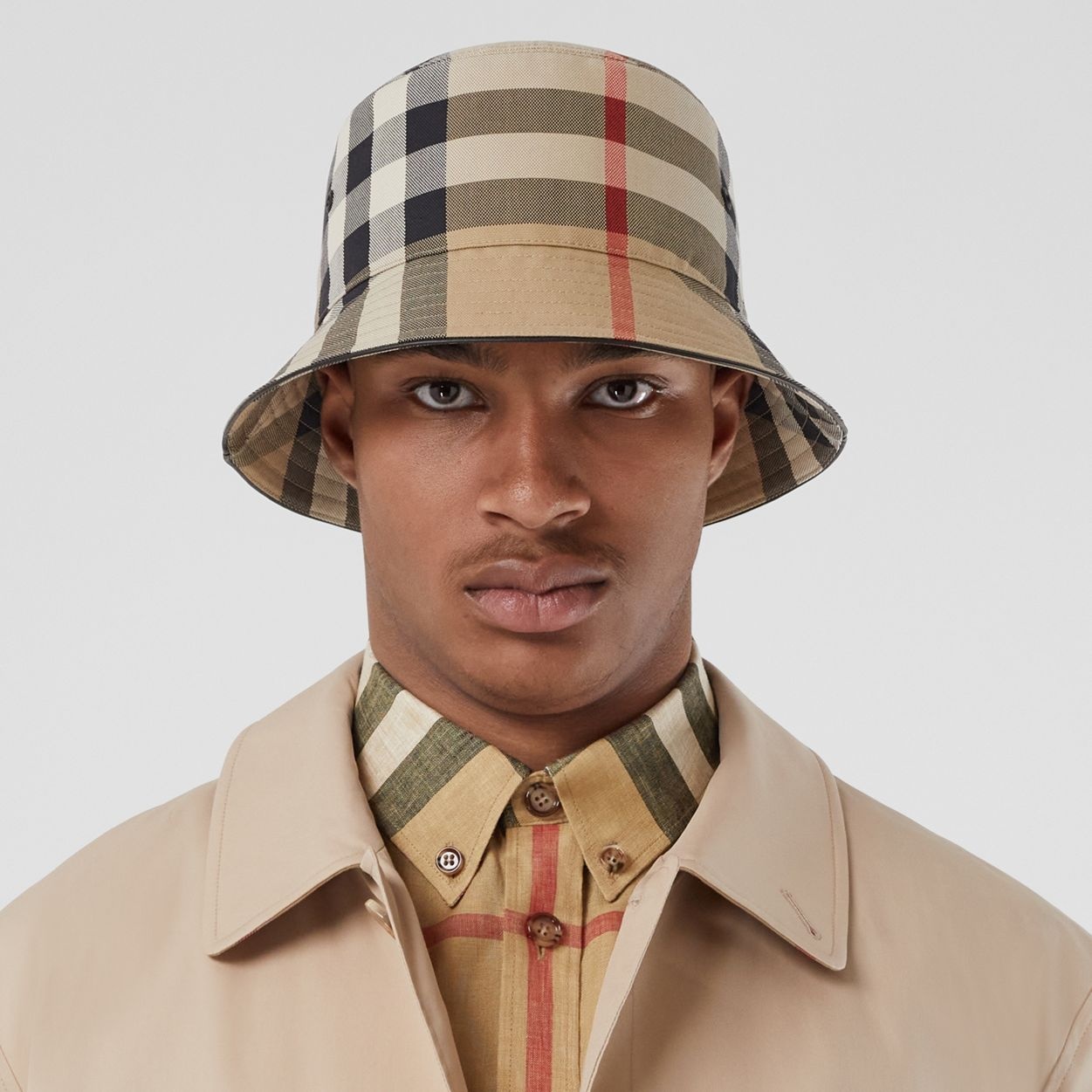 Men's Check Cotton Bucket Hat by Burberry