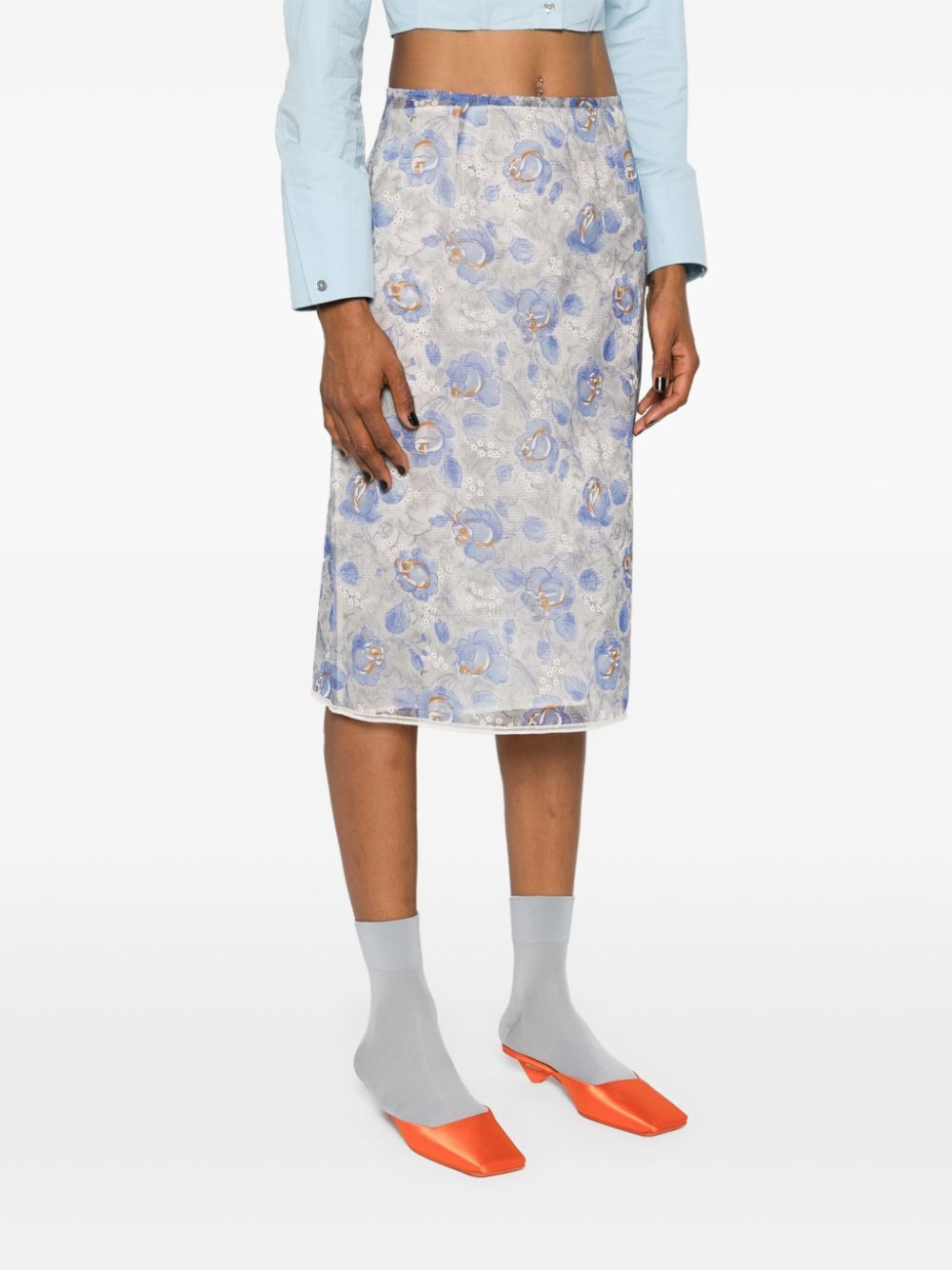 Prada Women Gonna Stampa Peonia In Nylonette - 2