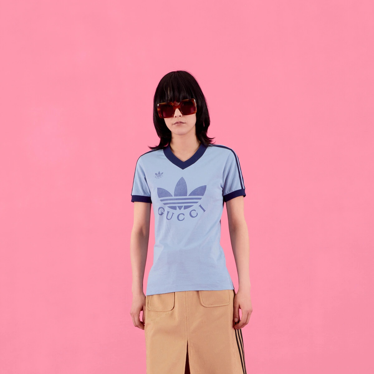Gucci x adidas V-Neck T-Shirt Green - SS22 - US