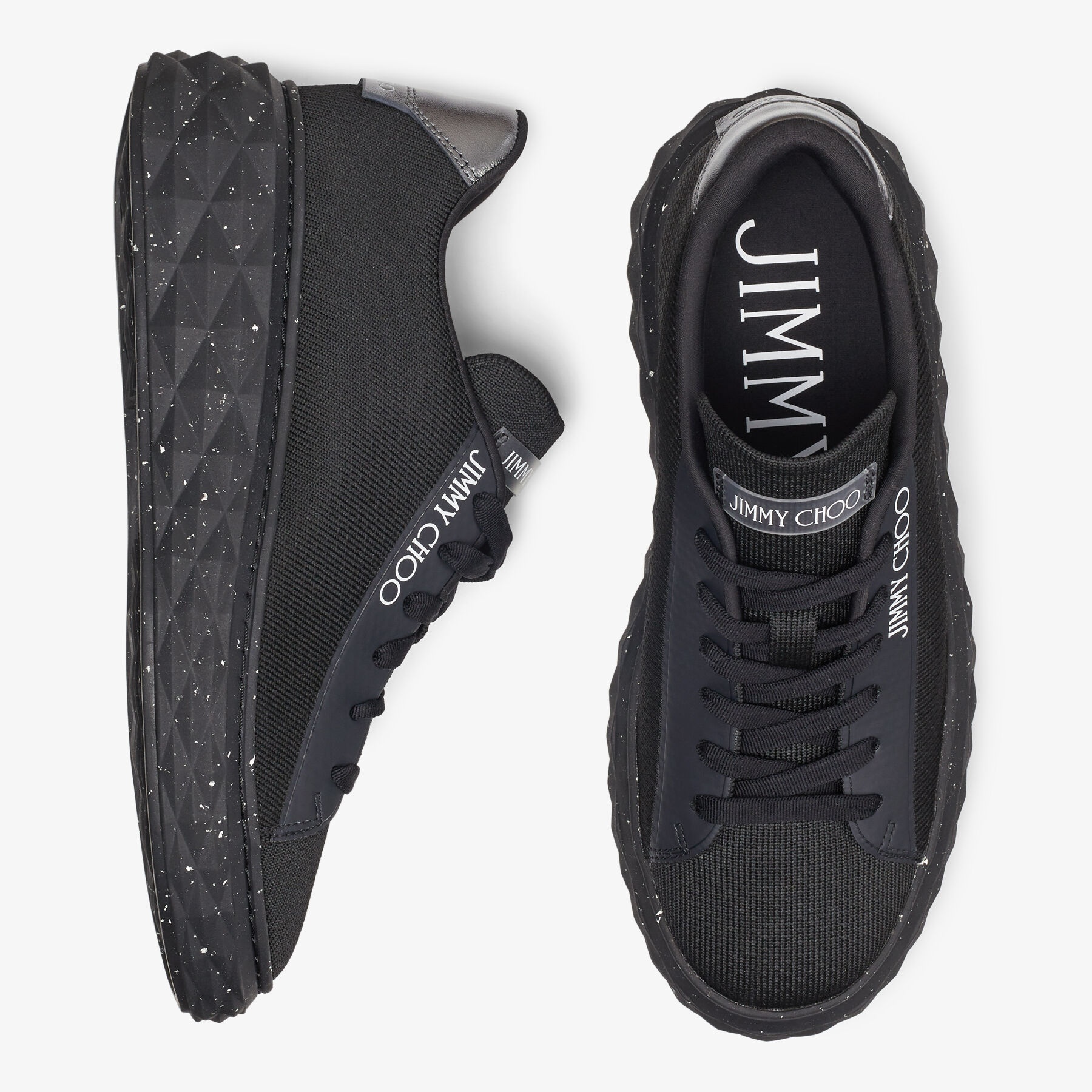 JIMMY CHOO Diamond Light Maxi/f Black Knit Low-Top Trainers