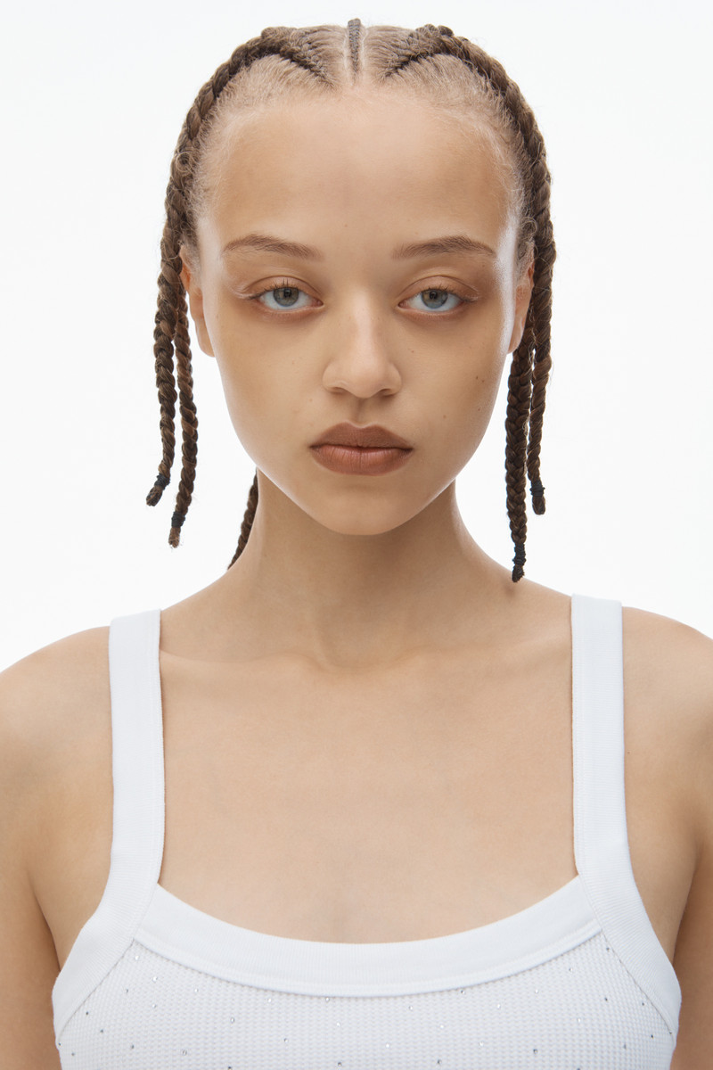 Crystal Hotfix Cropped Camisole in Waffle Knit 6