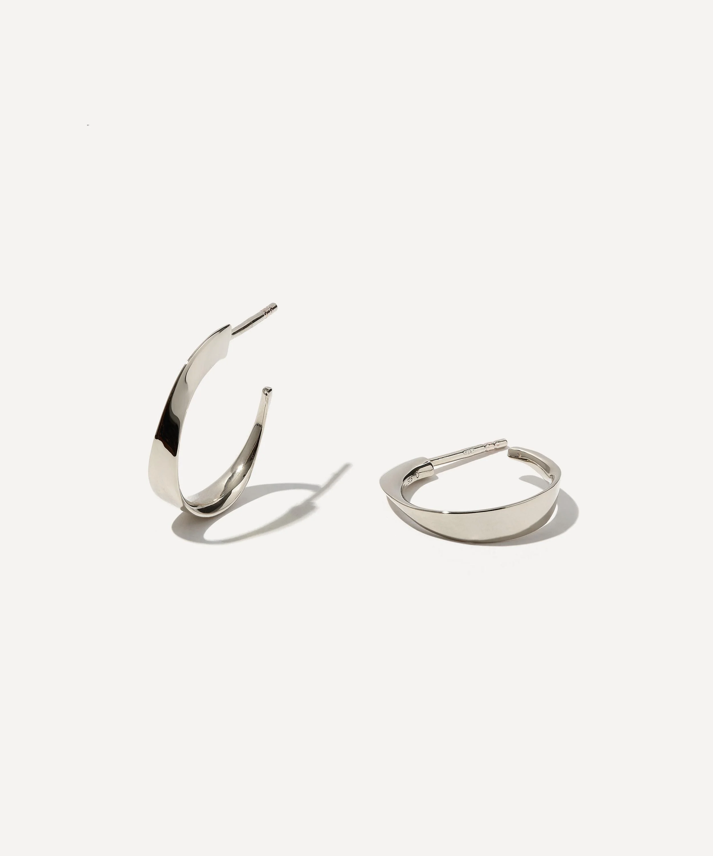 Silver-Plated Small Twisted Wave Hoop Earrings - 1