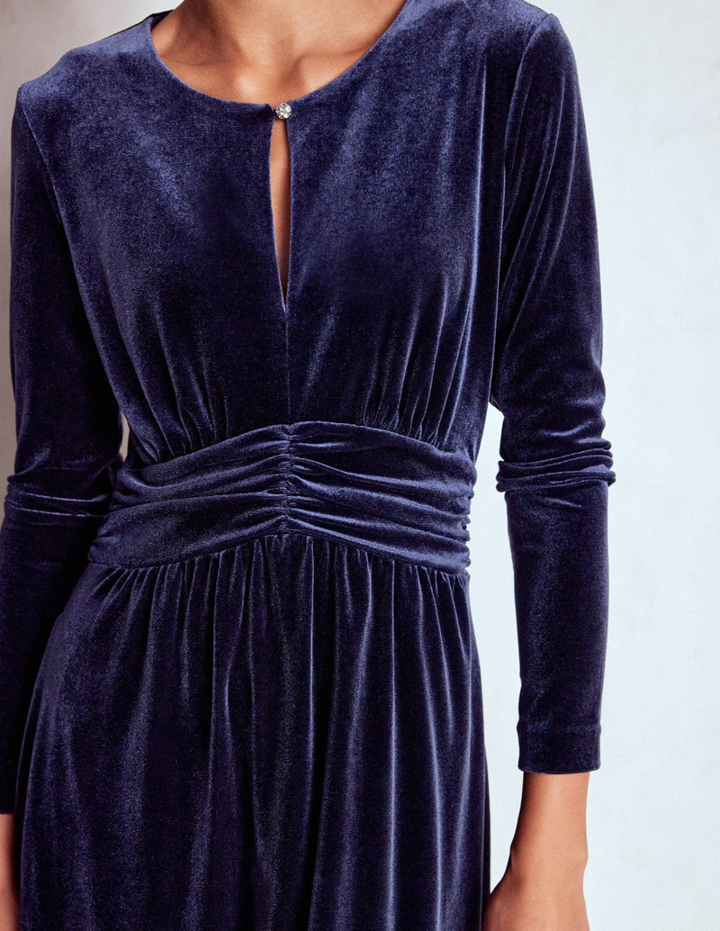 Tilda Velvet Midi Dress-Navy 3