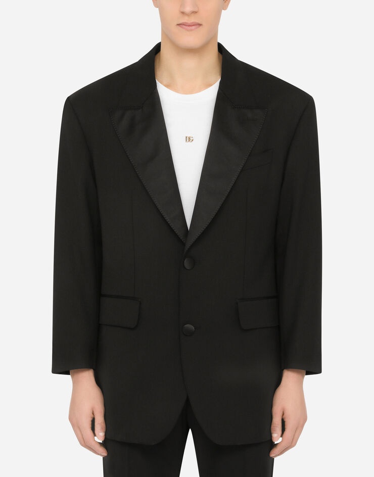 Oversize stretch wool tuxedo jacket - 1