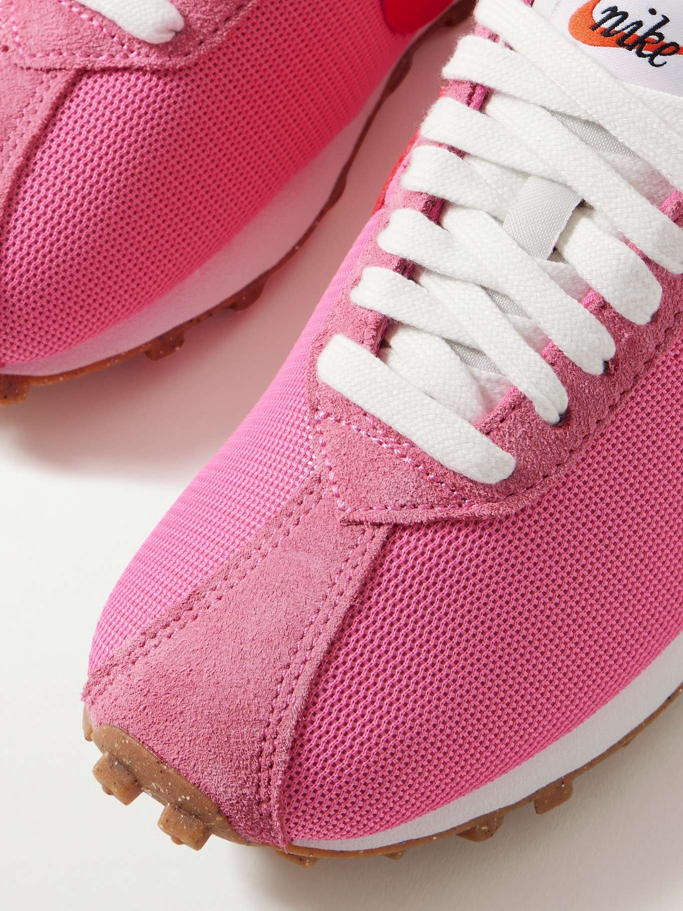 LD-1000 leather and brushed suede-trimmed mesh sneakers Pink - 4