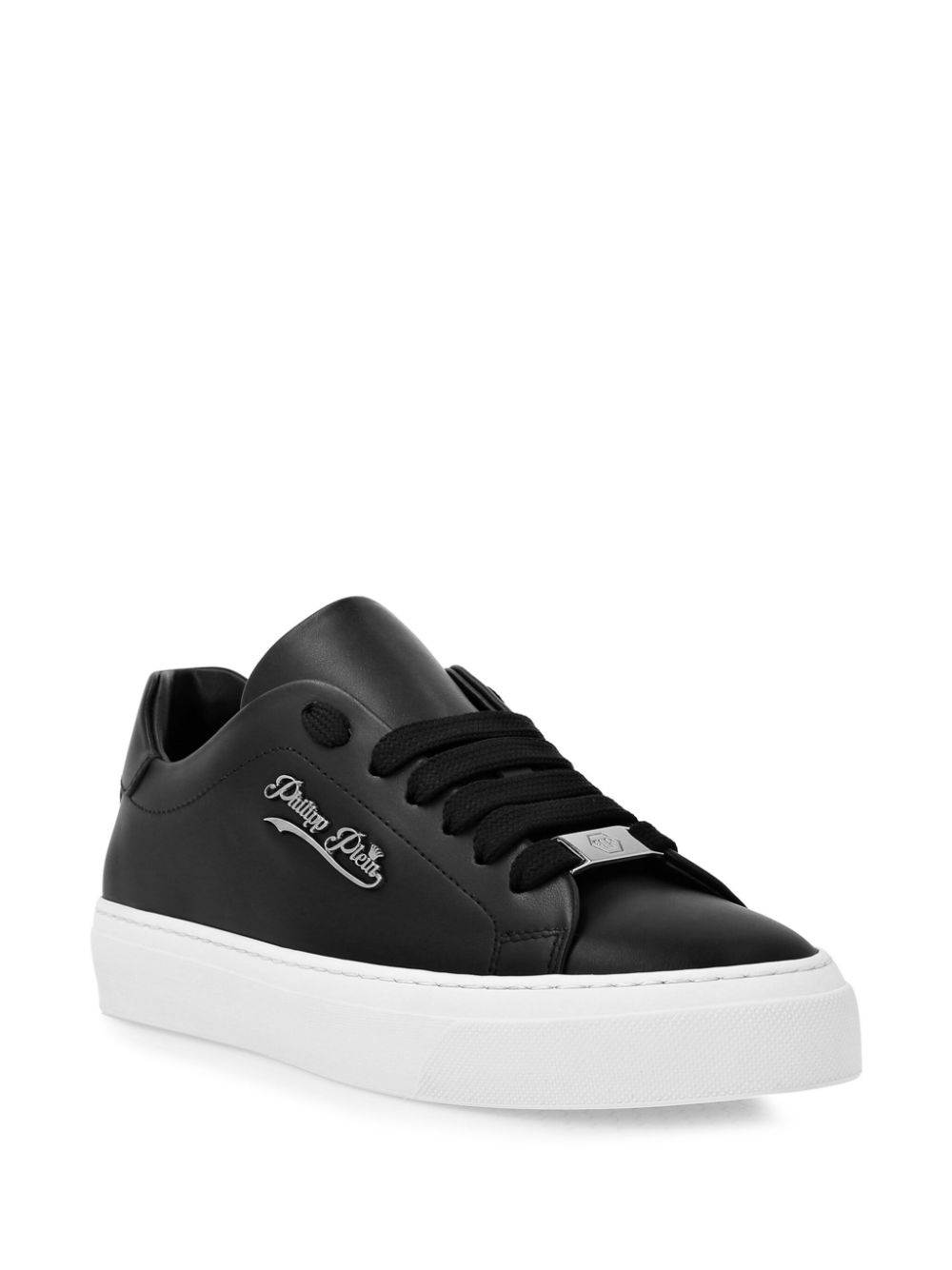 Signature-print leather sneakers - 2