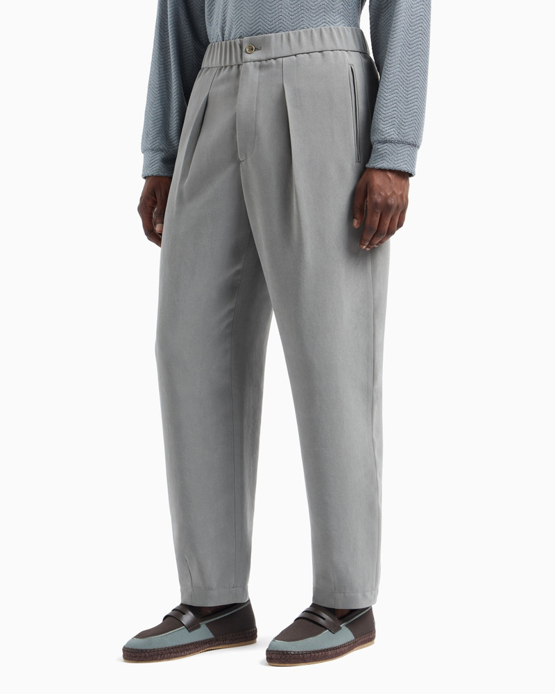 GIORGIO ARMANI SINGLE-PLEAT, PURE SILK CANVAS TROUSERS outlook