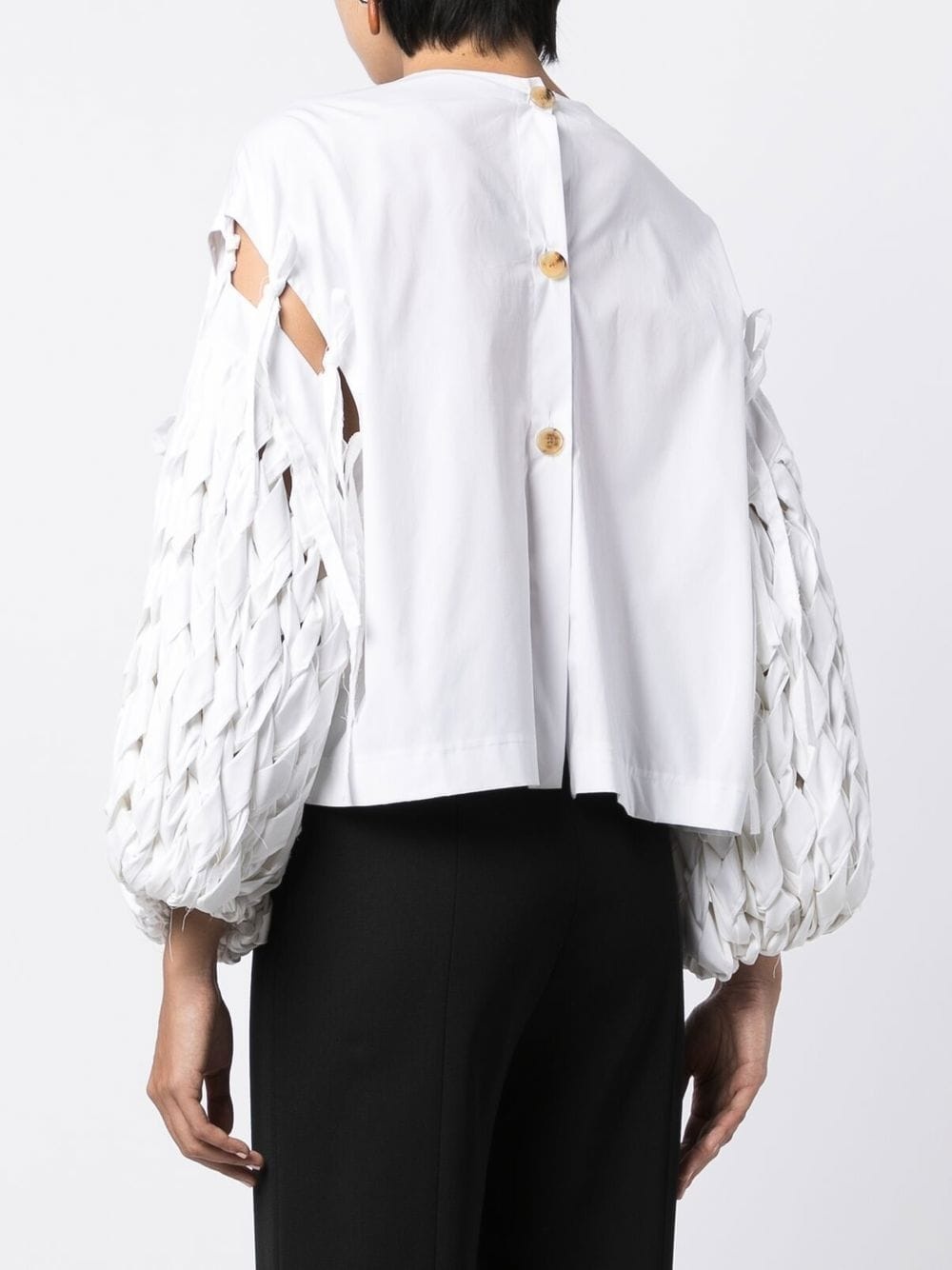 woven puff-sleeve blouse - 4