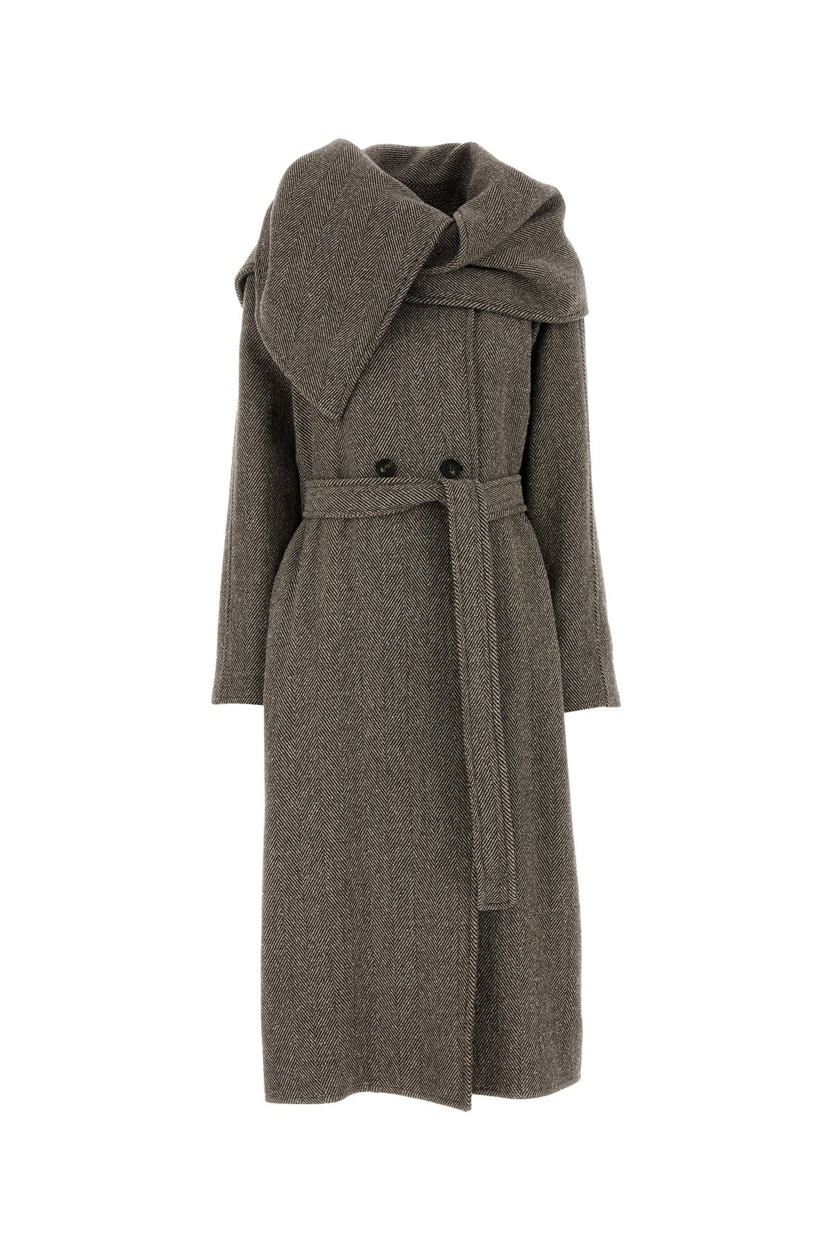 Embroidered wool blend coat - 1