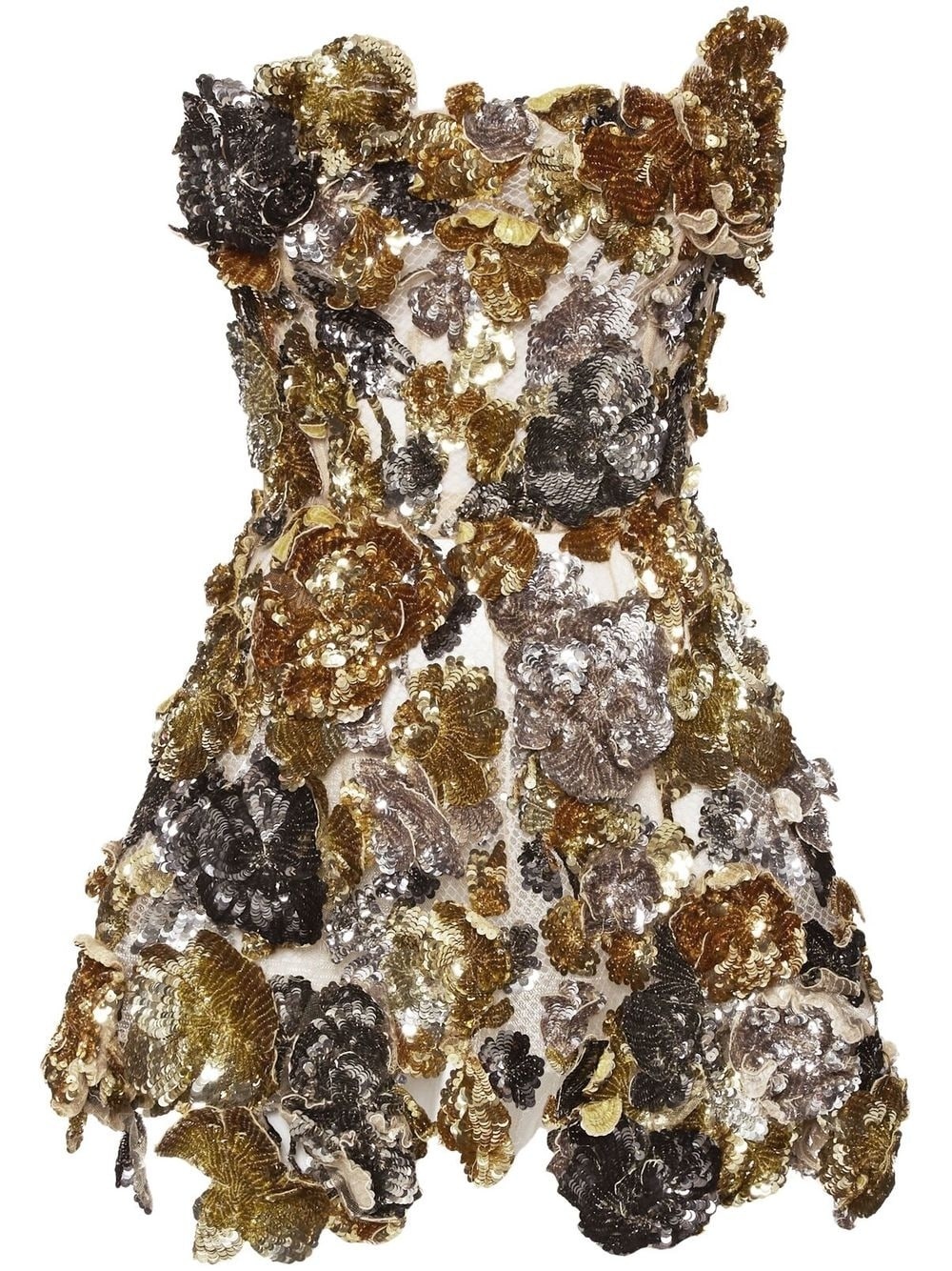 embroidered-sequin cocktail dress - 1