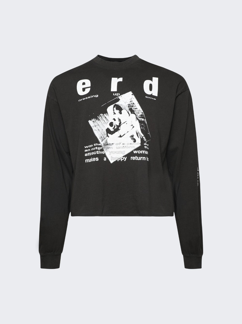 School-Days Long Sleeve T-Shirt Faded Black and White - 1