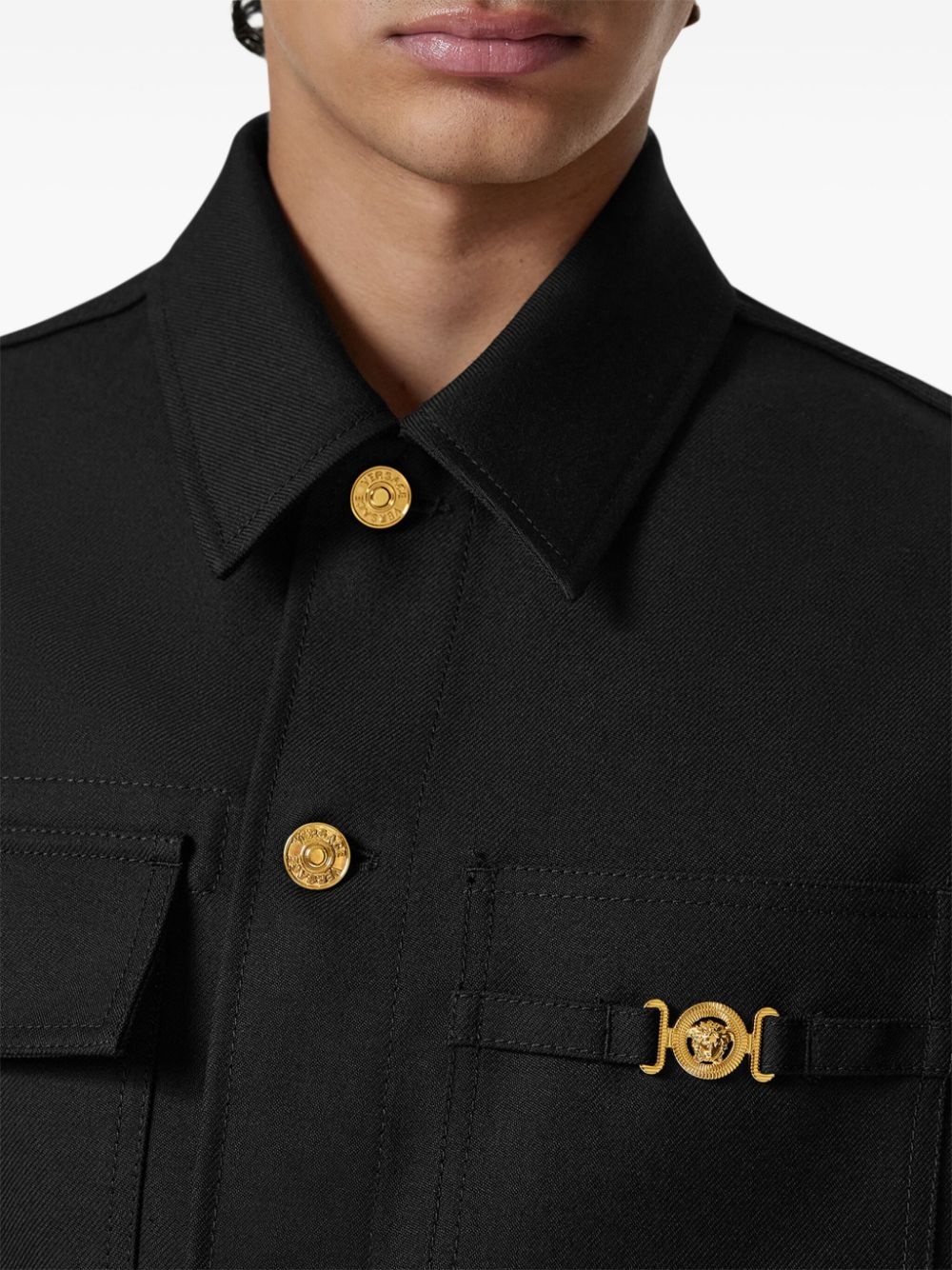 Medusa-plaque cotton jacket - 5