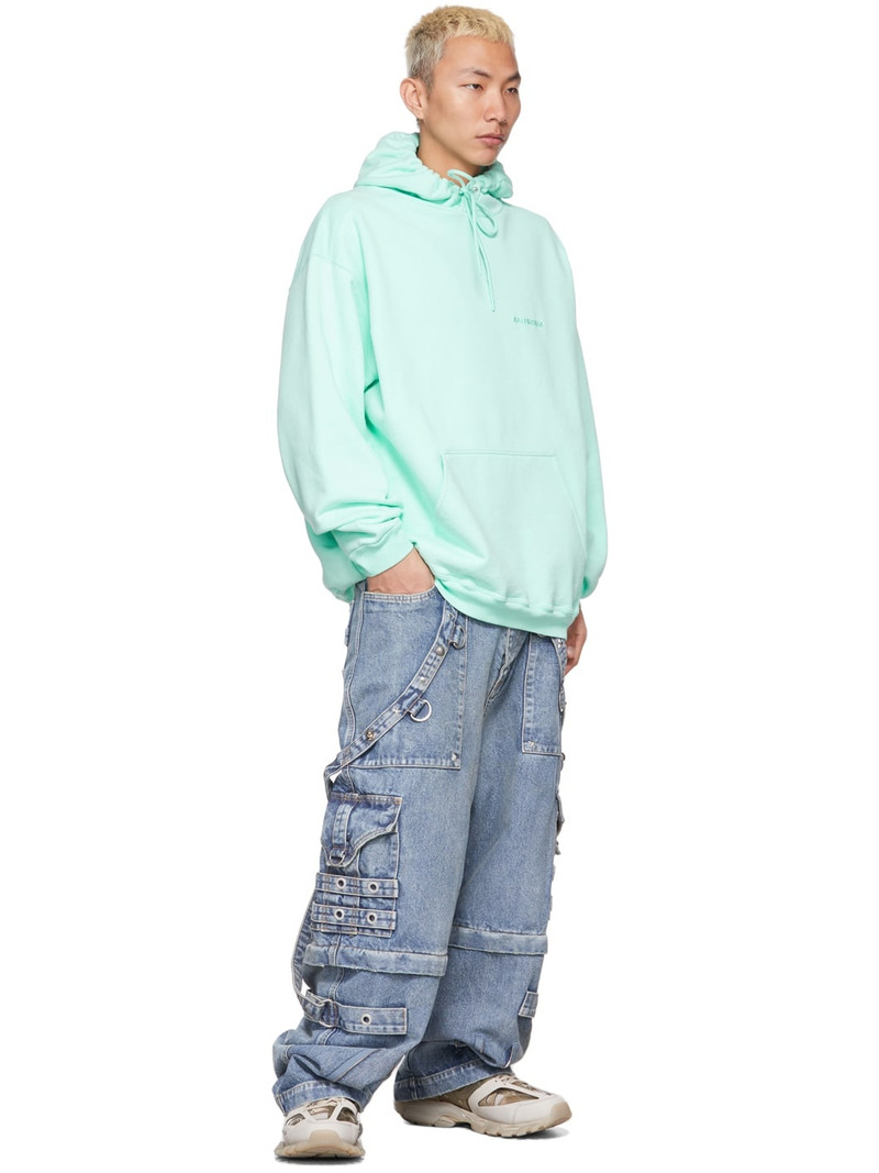 BALENCIAGA 남자의 로고 Hoodie 녹색에 중간 적합 outlook