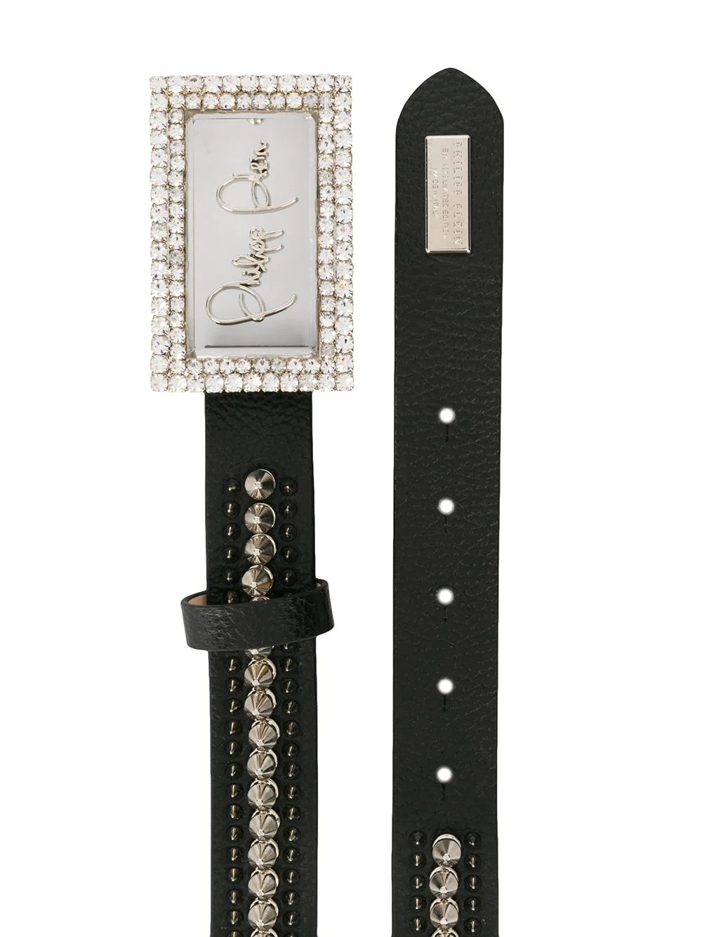 crystal-embellished logo belt - 2