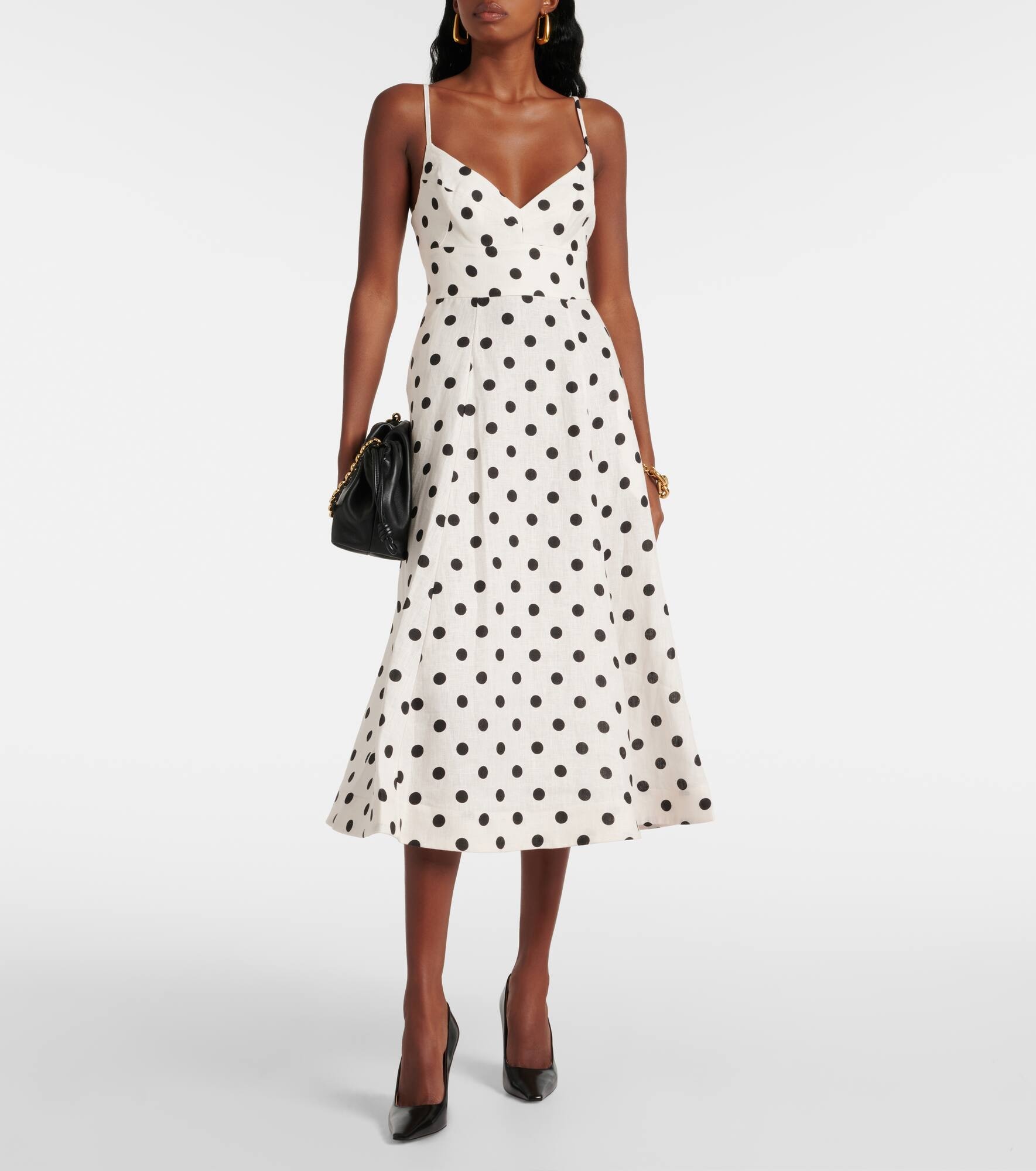 Polka-dot linen midi dress - 2